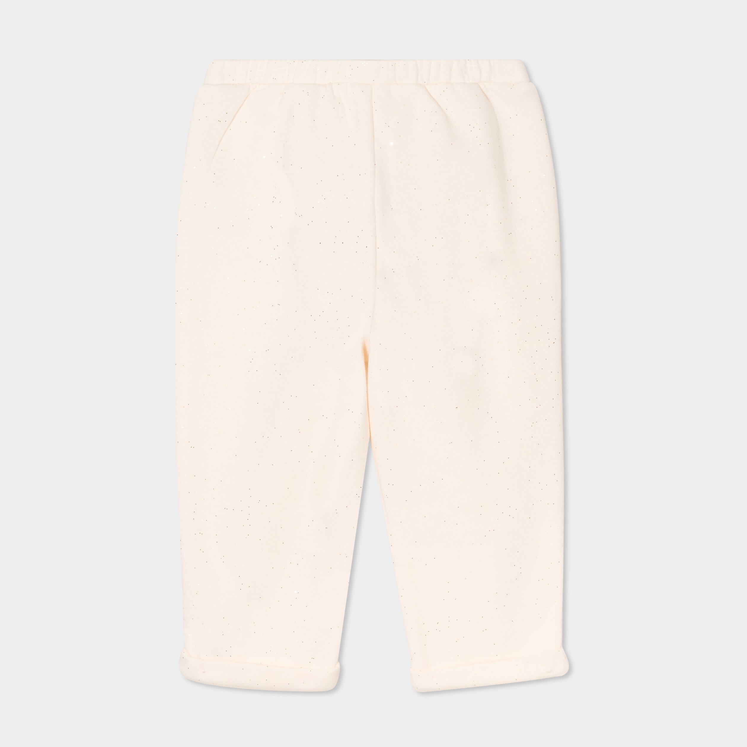 pantalon jogging paillettes et noeud creme bebef Pantalon jogging paillettes et noeud creme bébé fille