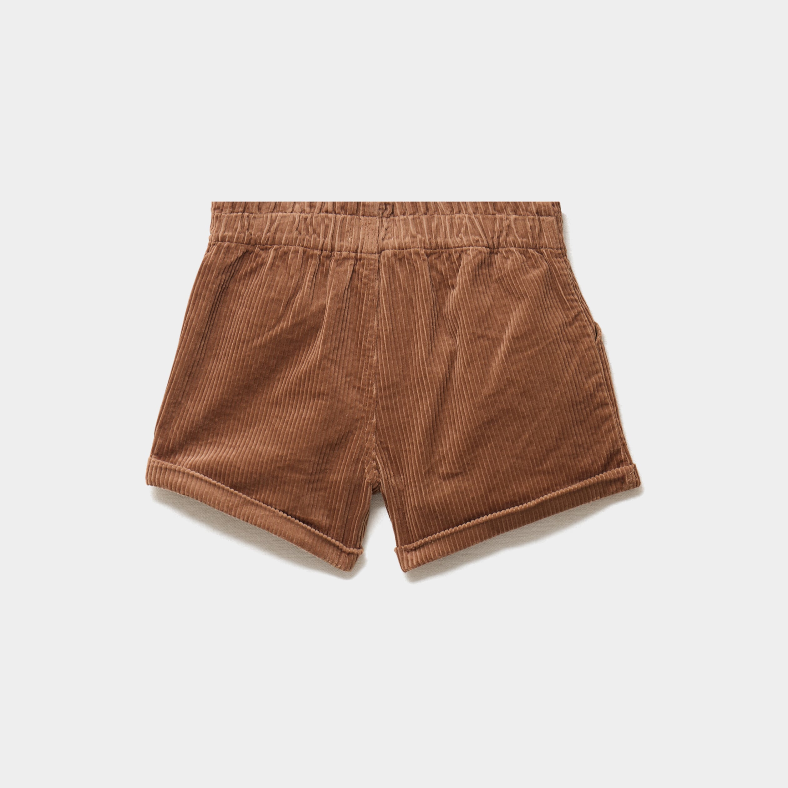Short effet velours c&ocirc;tel&eacute; camel fille