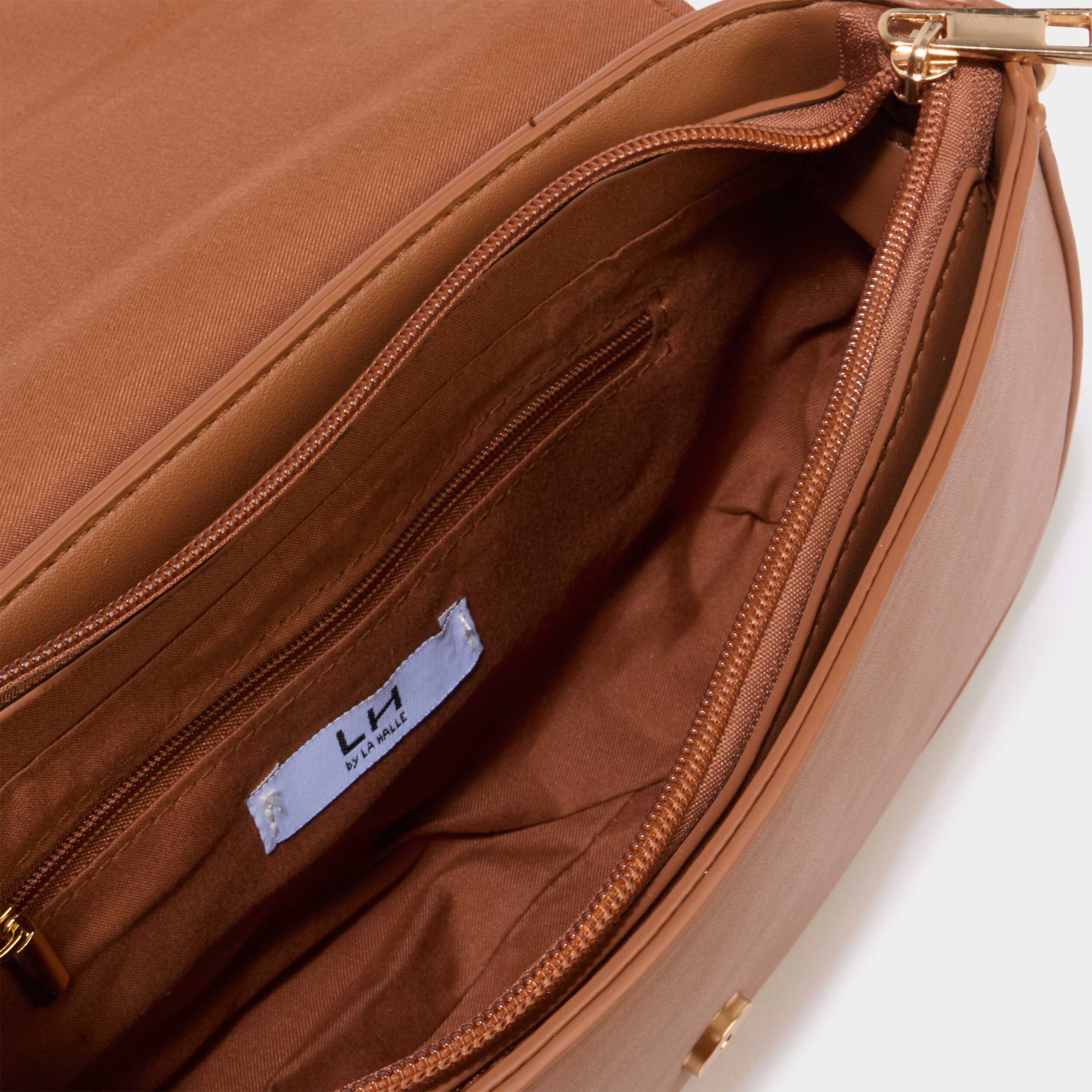 Sac besace en bandouli&egrave;re marron cognac femme