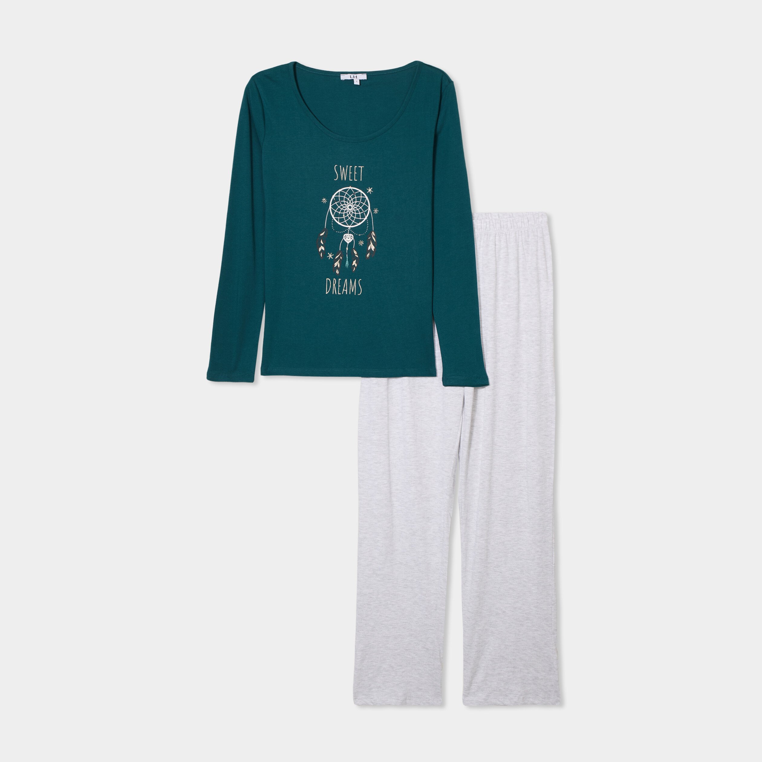 ensemble pyjama 2 pieces coton vert fonce femme Ensemble pyjama 2 pièces coton vert foncé femme