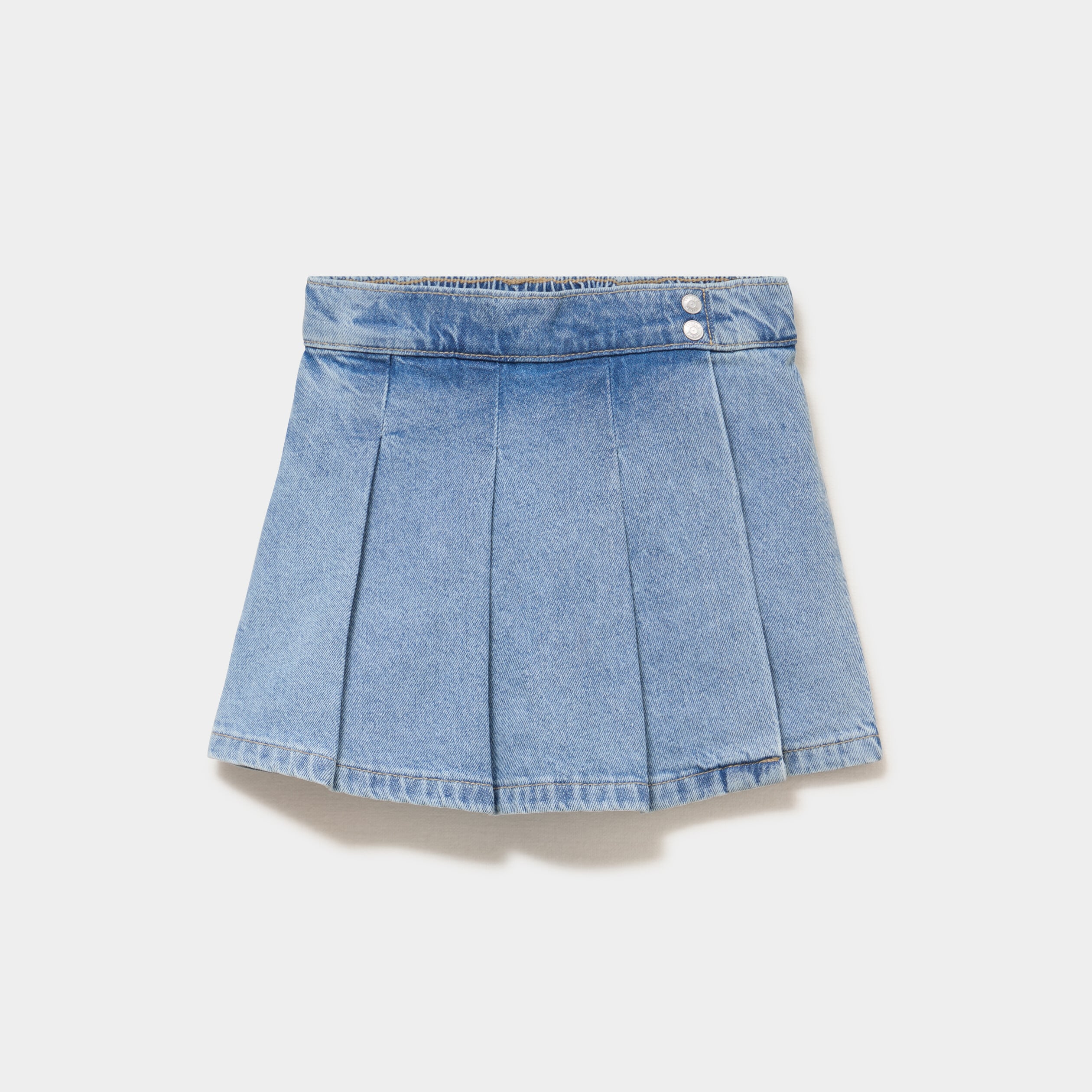 Jupe-short en jean avec plis coton denim double stone fille