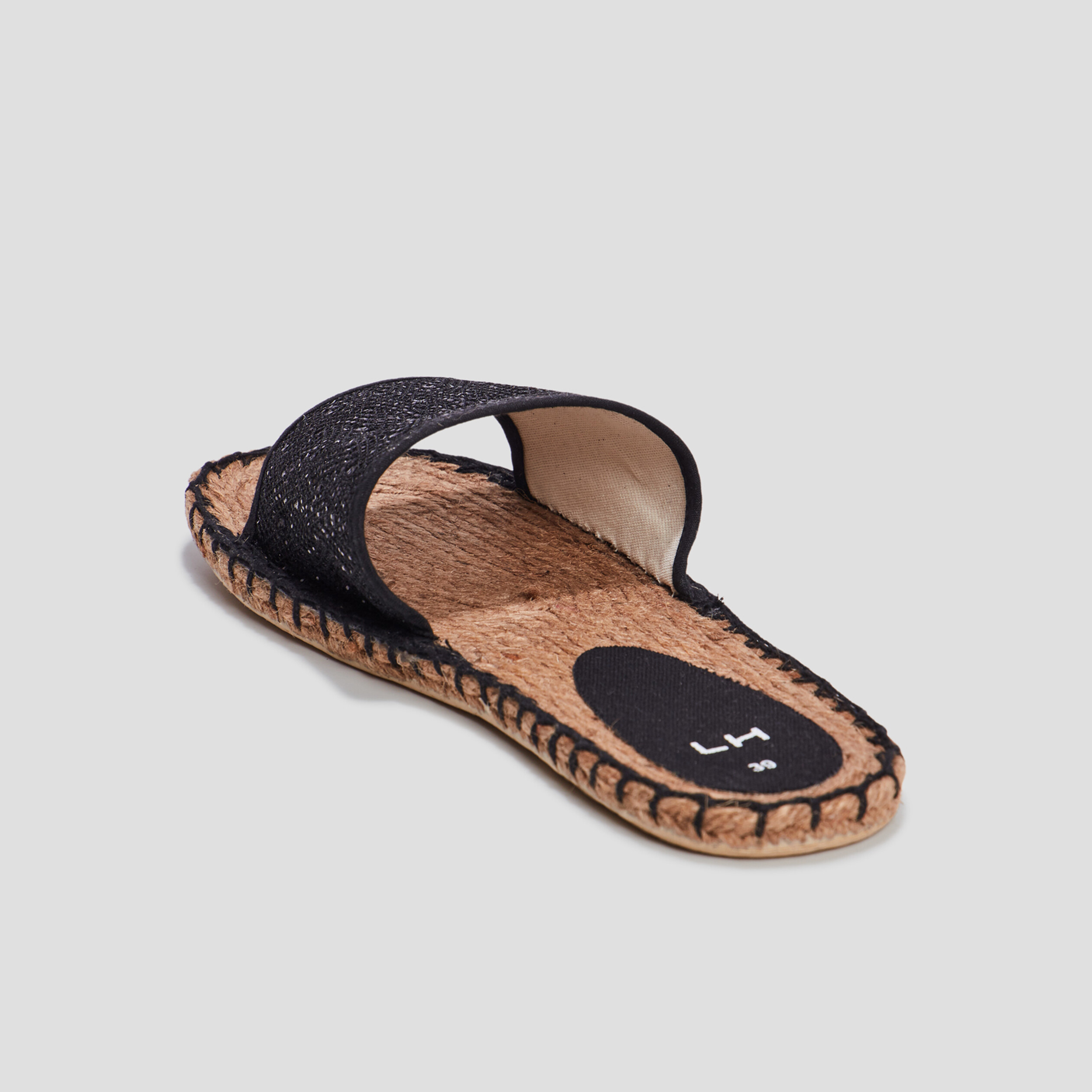 Mules d&eacute;tails cordes noir femme
