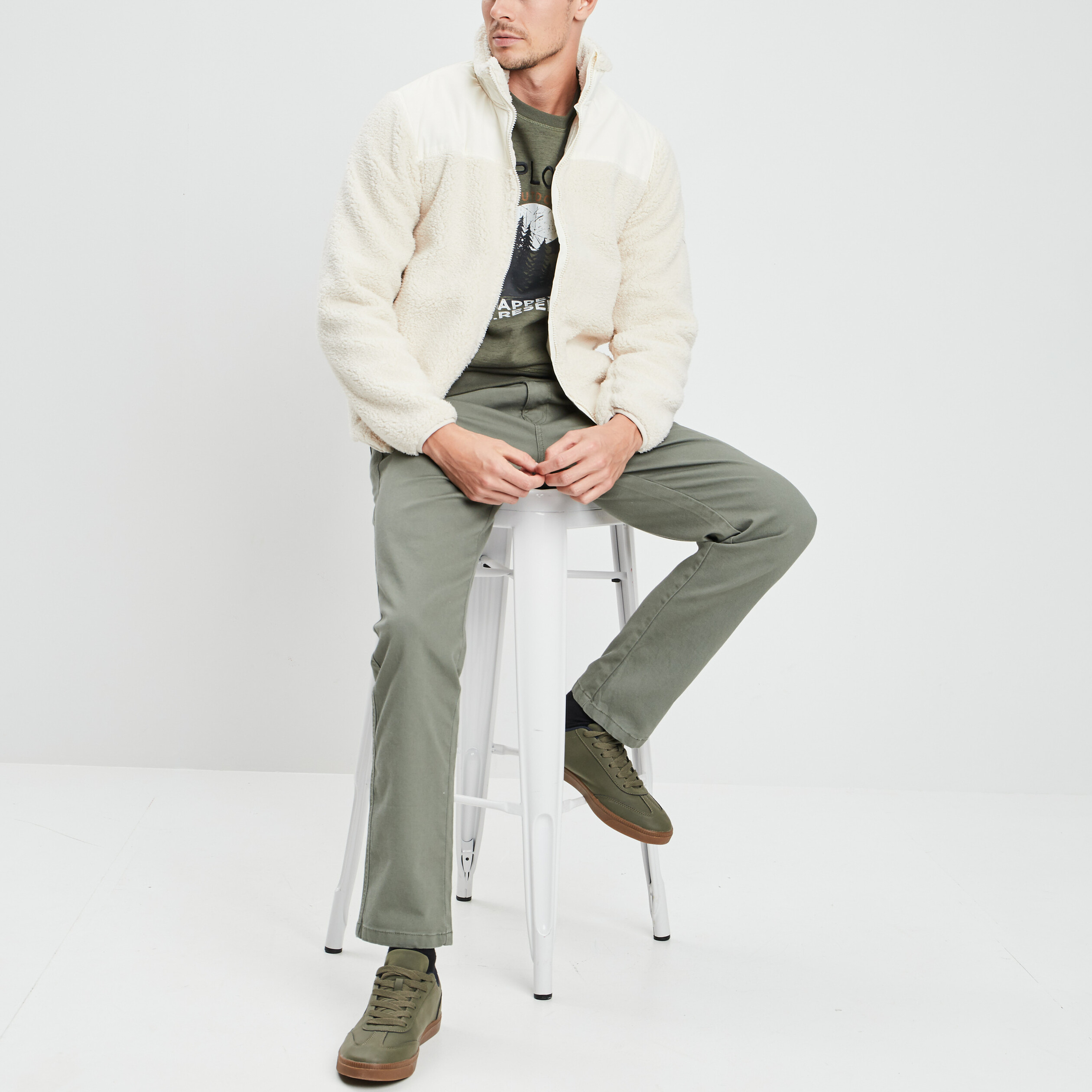 veste polaire avec col montant ivoire homme Veste polaire avec col montant ivoire homme