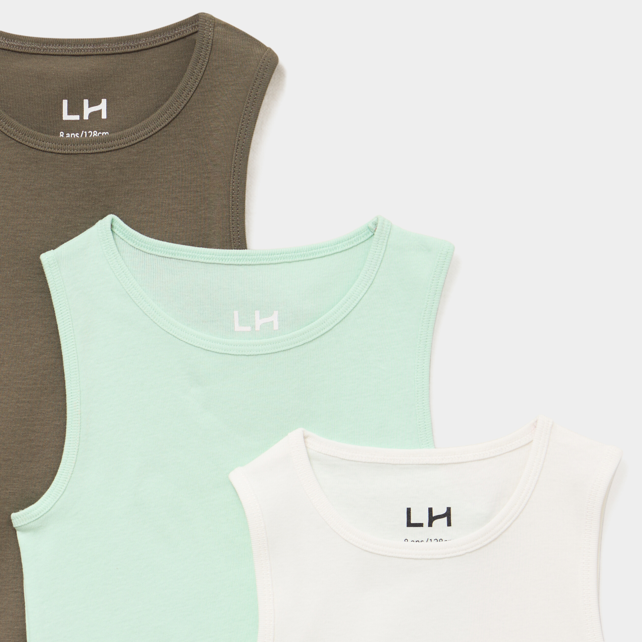 Lot de 3 d&eacute;bardeurs col rond coton vert pastel gar&ccedil;on
