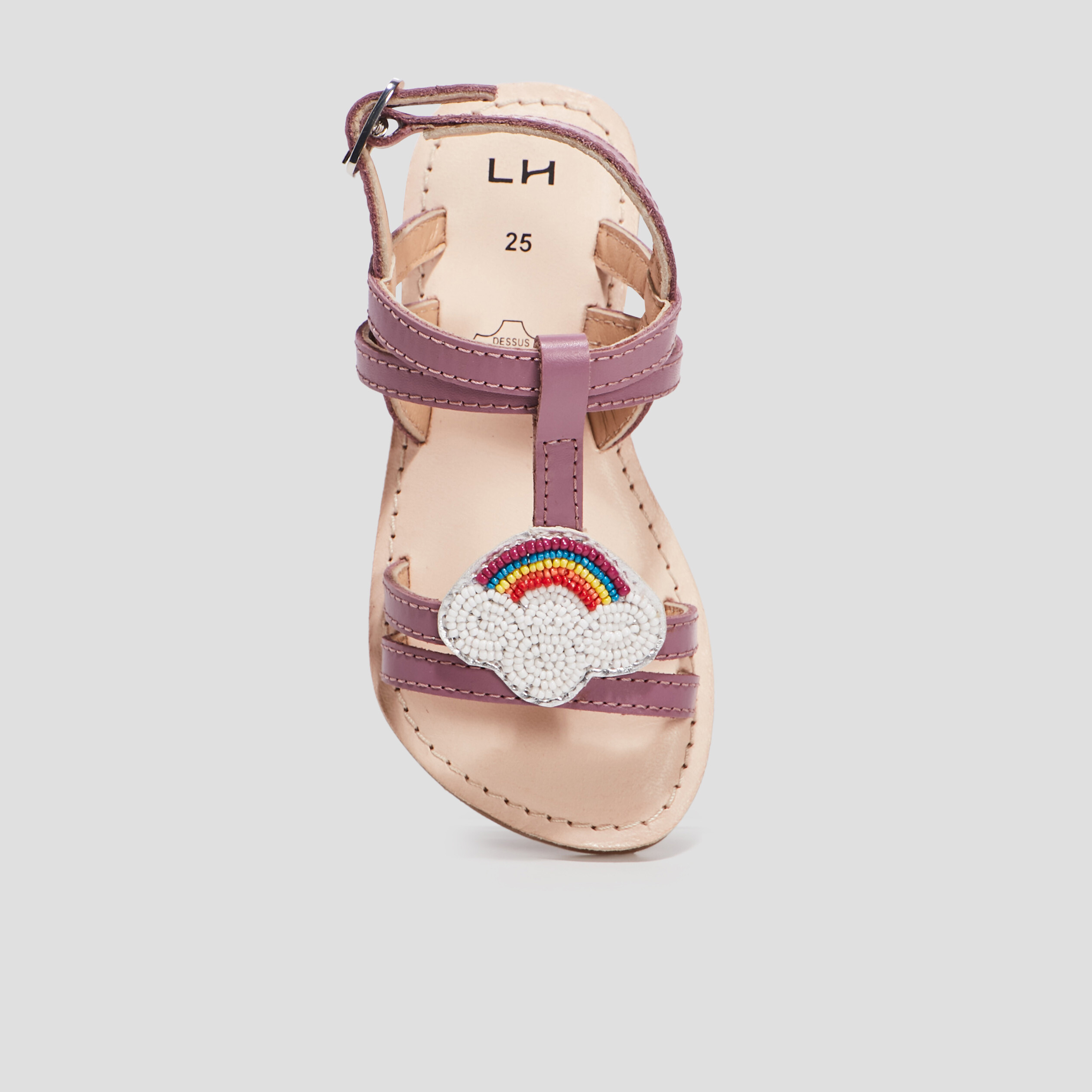 Sandales en cuir violet fille