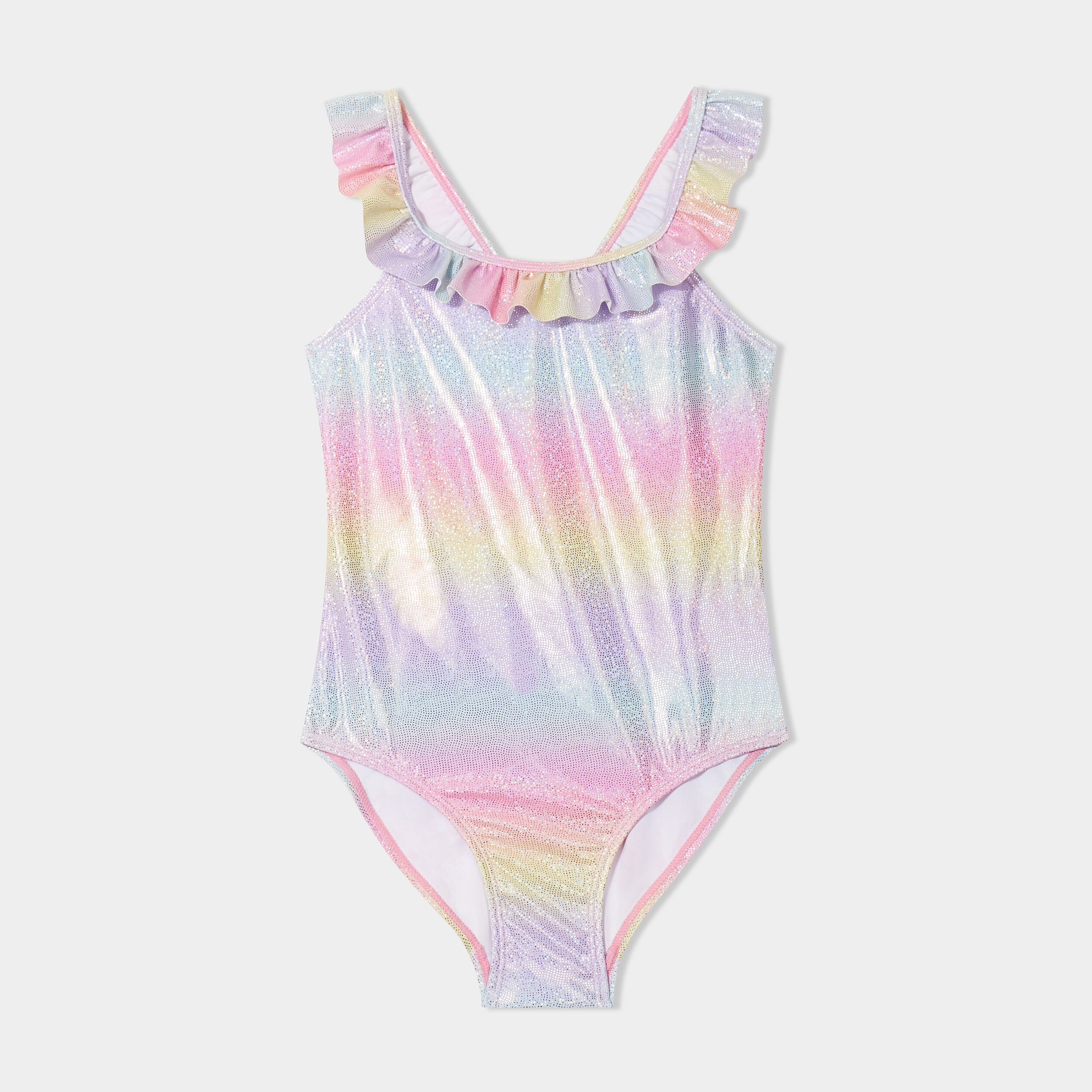 Maillot de bain une pi&egrave;ce &agrave; volants rose fille