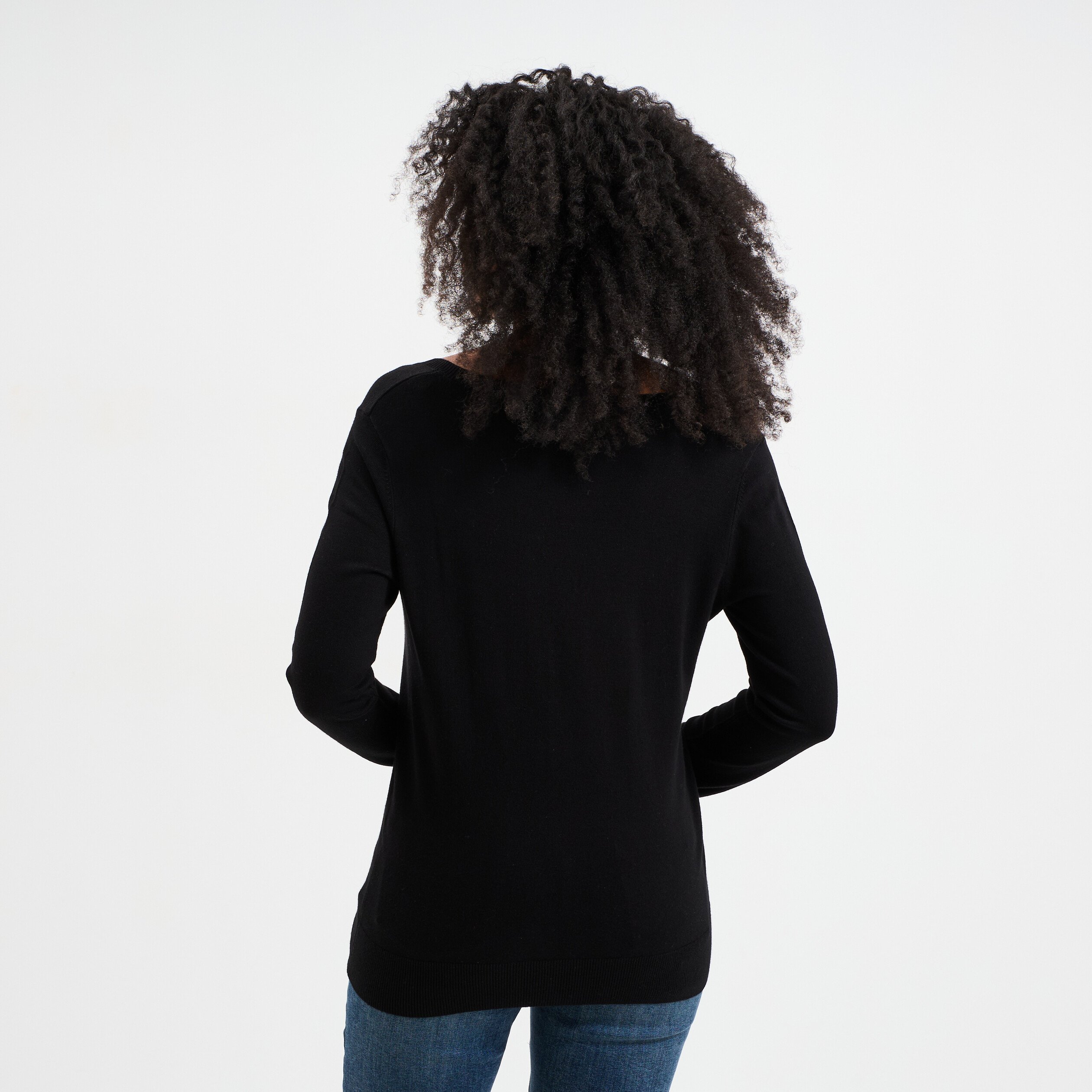 pull col en v manches longues noir femme Pull col en V manches longues noir femme