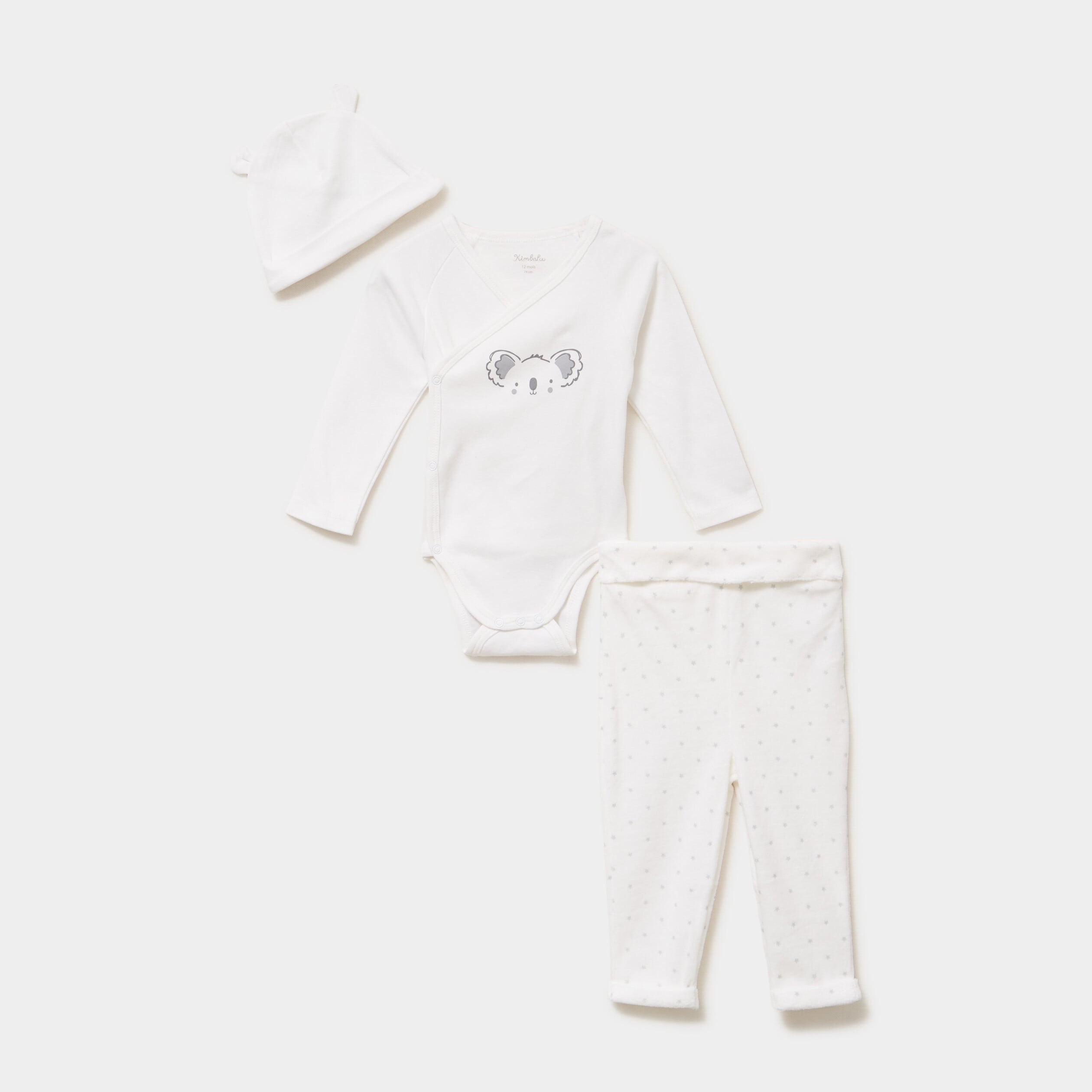 Ensemble 2 pi&egrave;ces coton blanc b&eacute;b&eacute;
