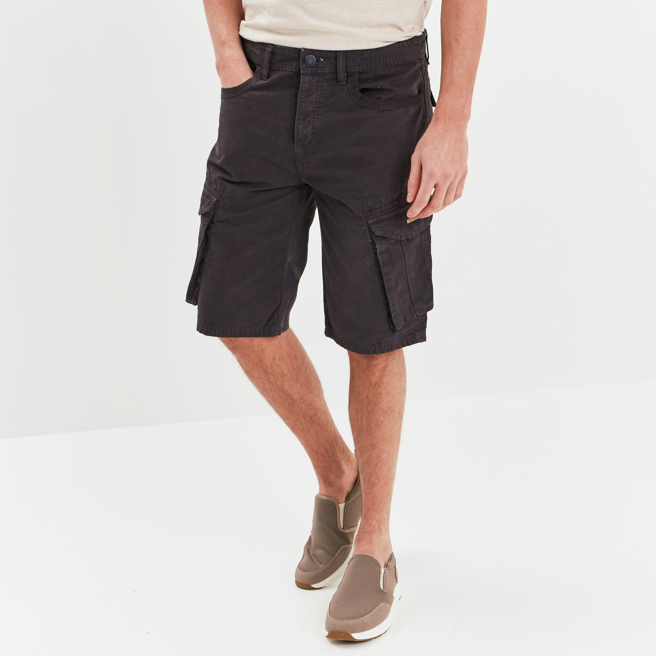 bermuda cargo droit trappeur gris fonce homme Bermuda cargo droit Trappeur gris foncé homme