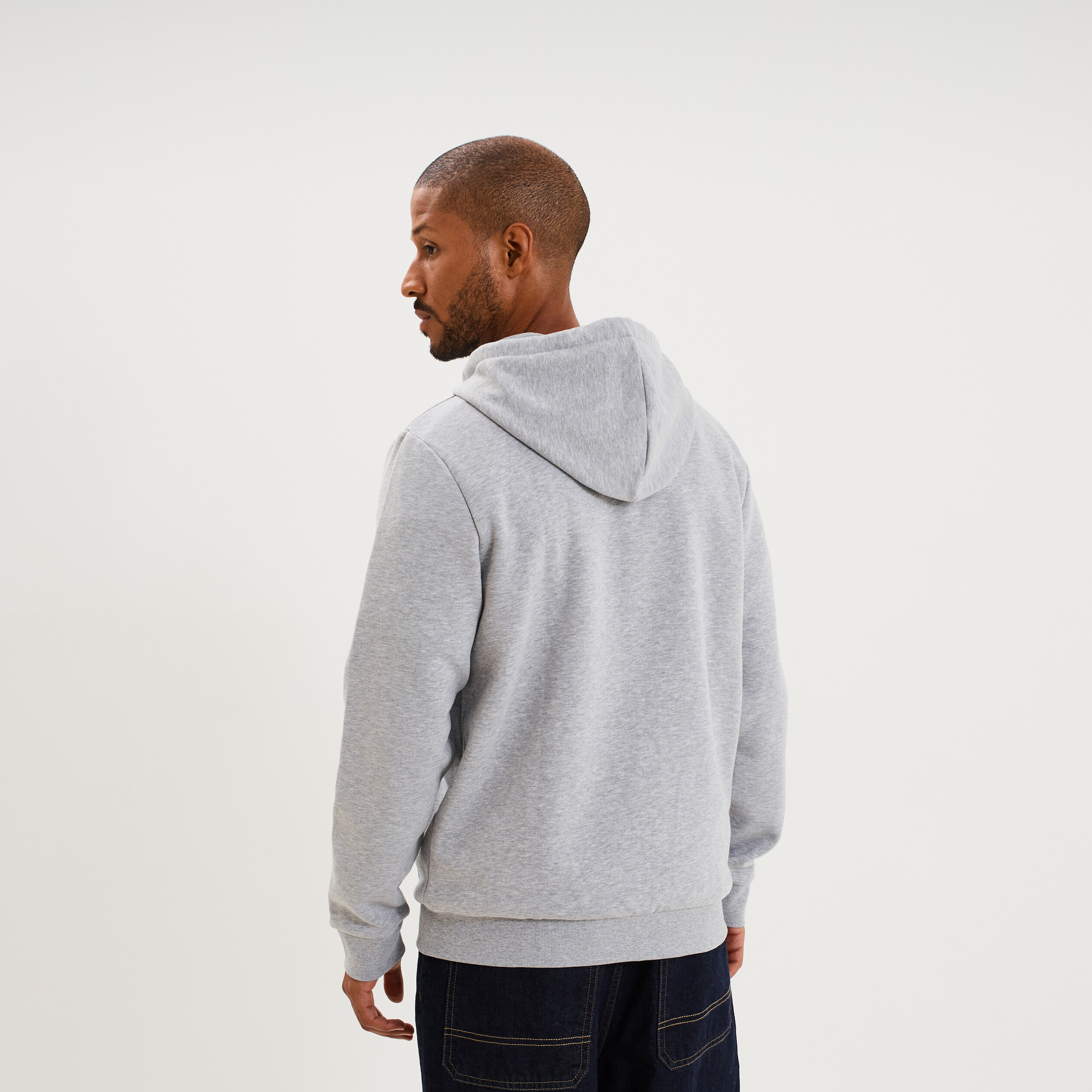 Sweat zipp&eacute; molleton &agrave; capuche gris homme