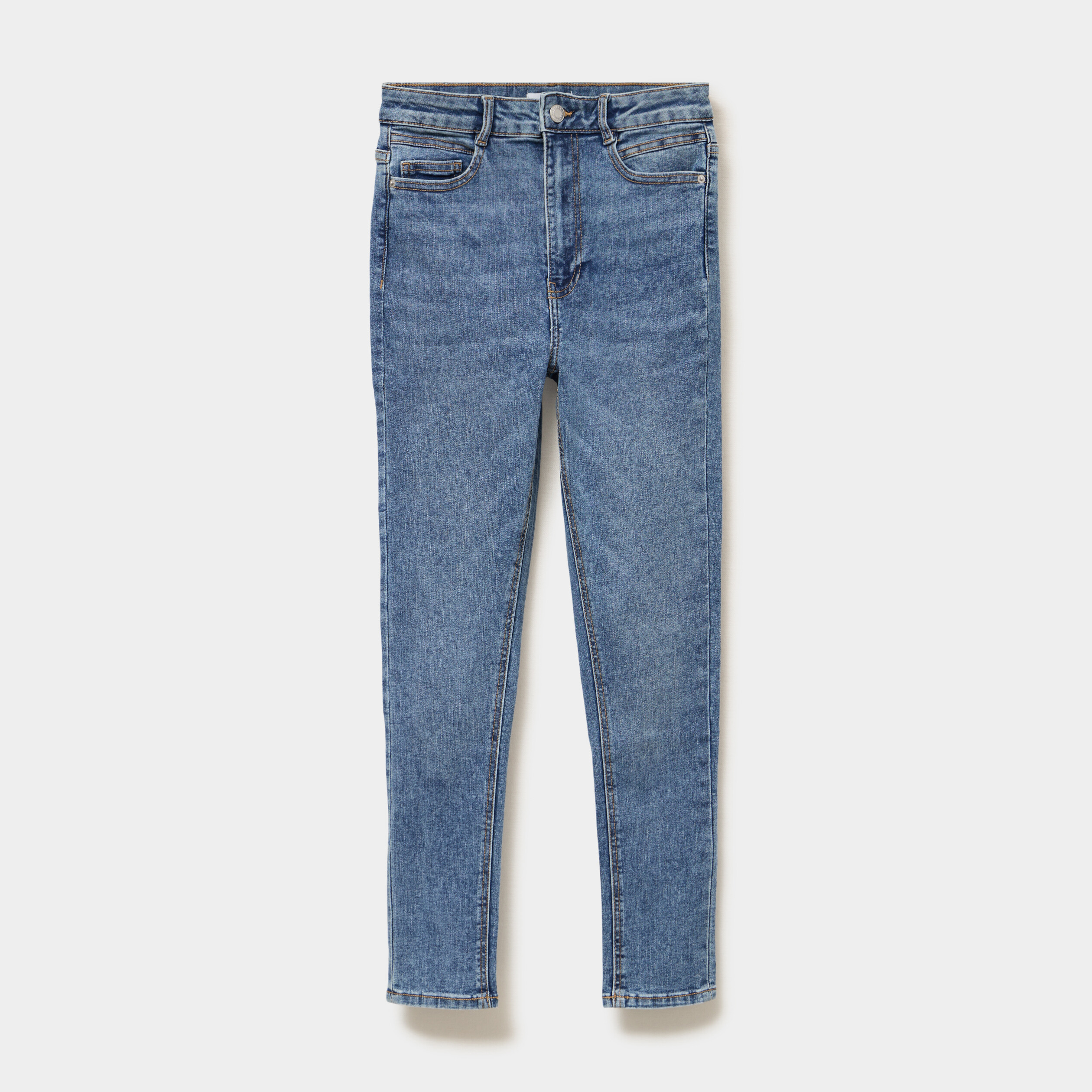 Jeans skinny taille haute cropped denim stone femme