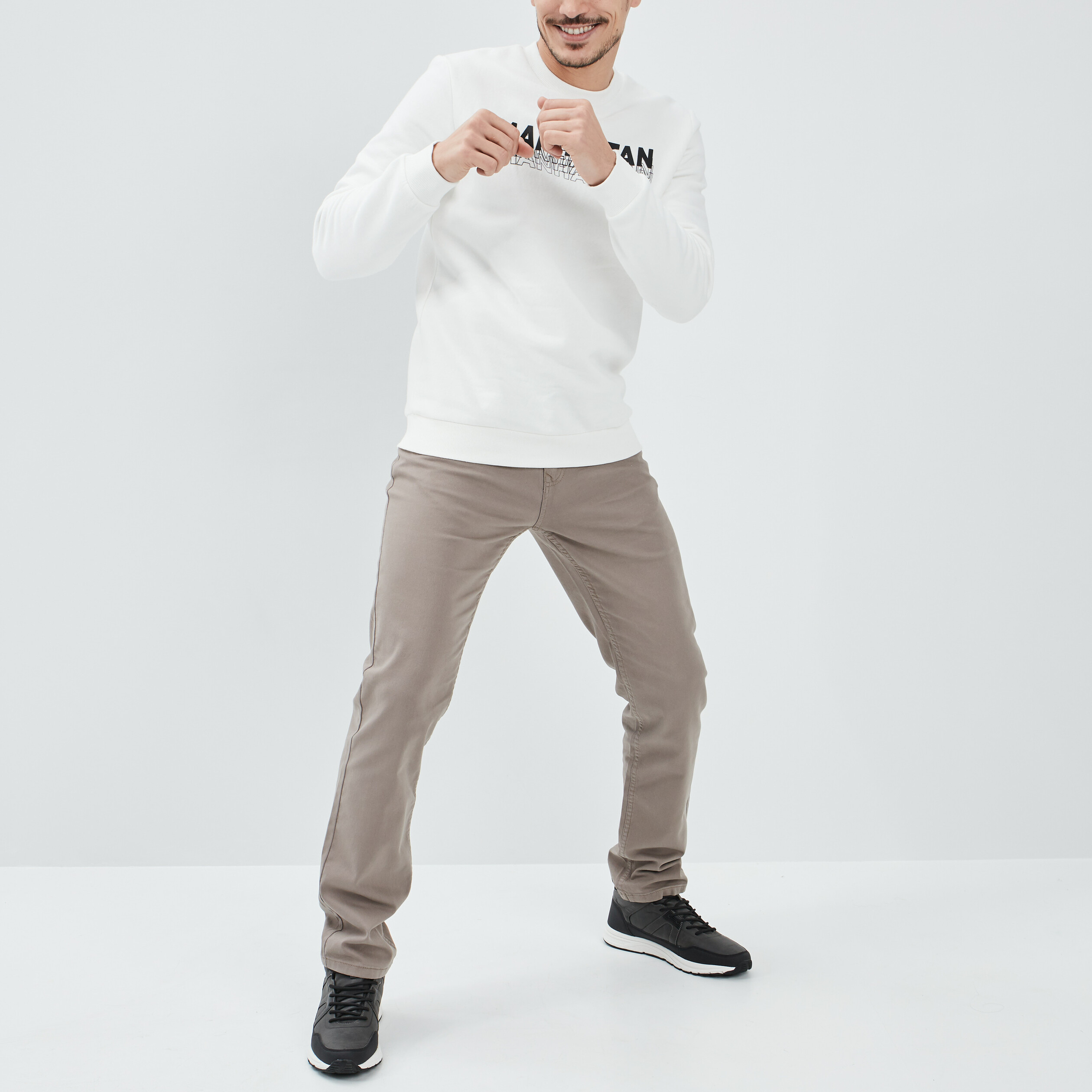 Pantalon regular taupe homme