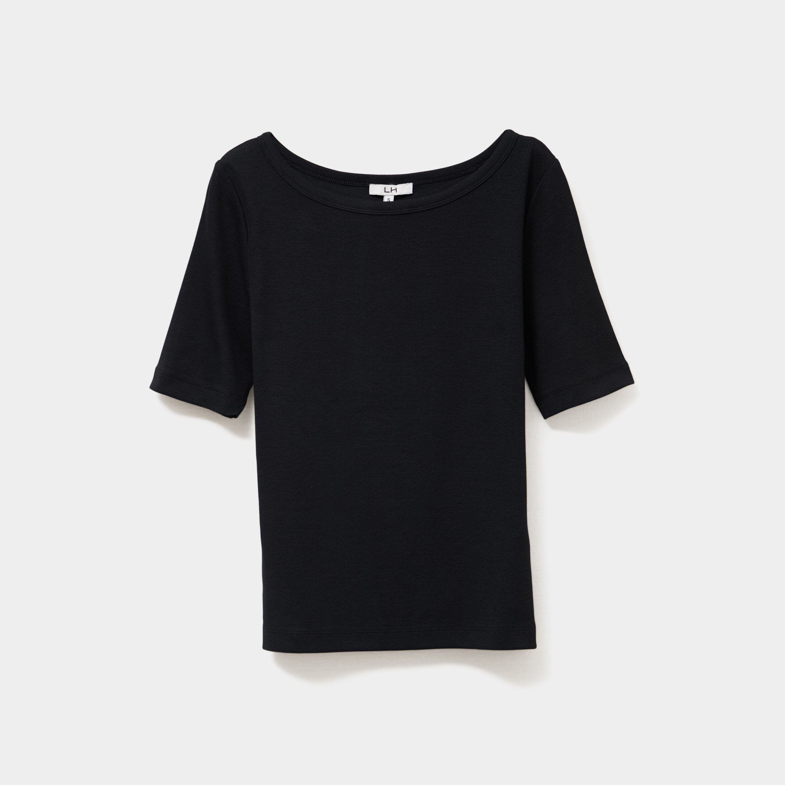 t shirt col rond manches courtes coton noir femme T-shirt col rond manches courtes coton noir femme