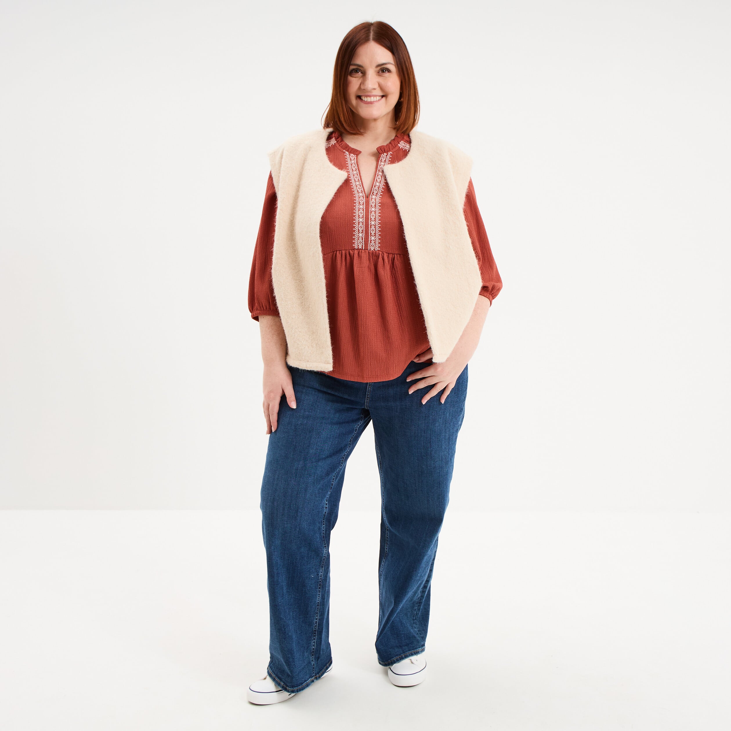 Veste sans manches sable femme grande taille