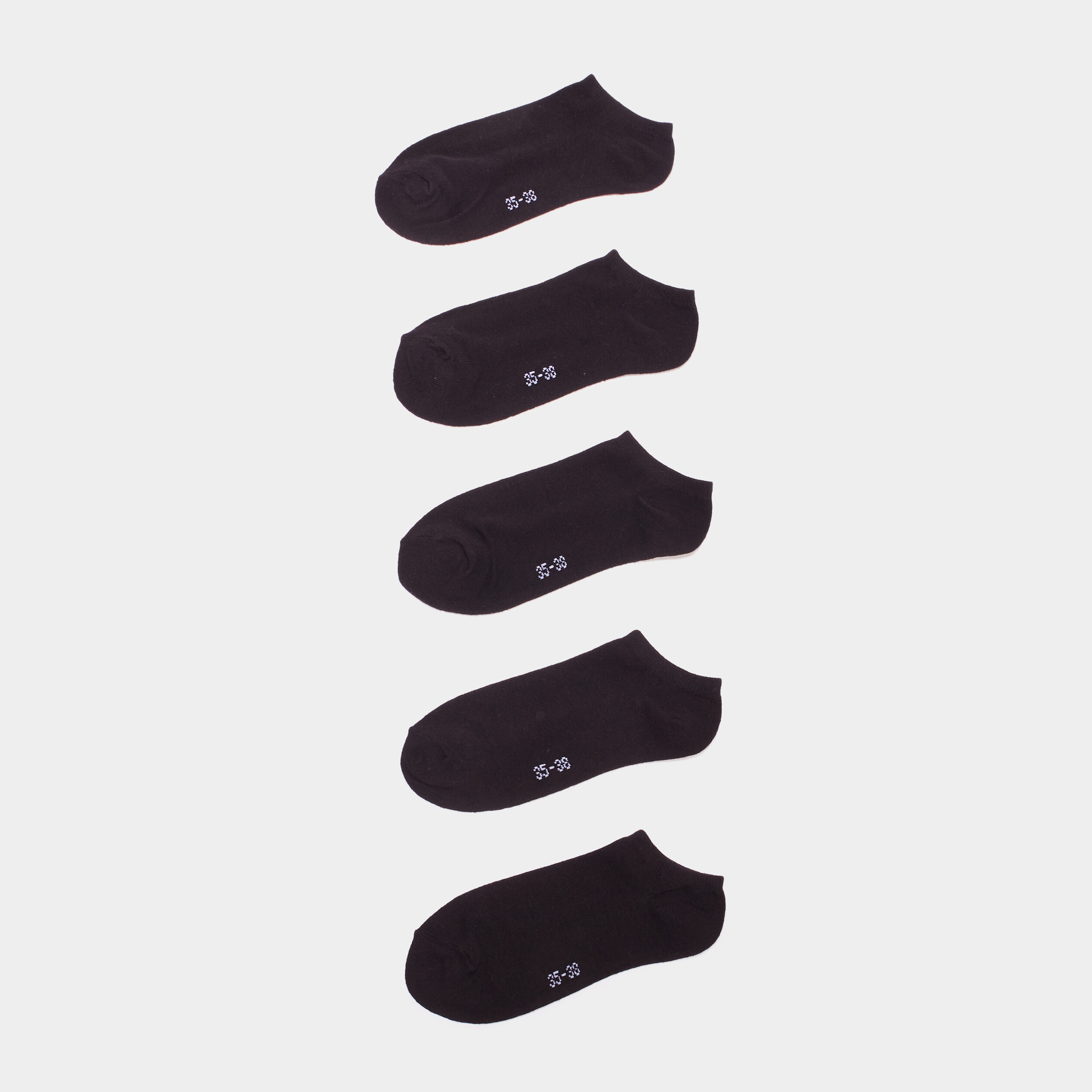 Lot 5 paires chaussettes invisibles noir mixte