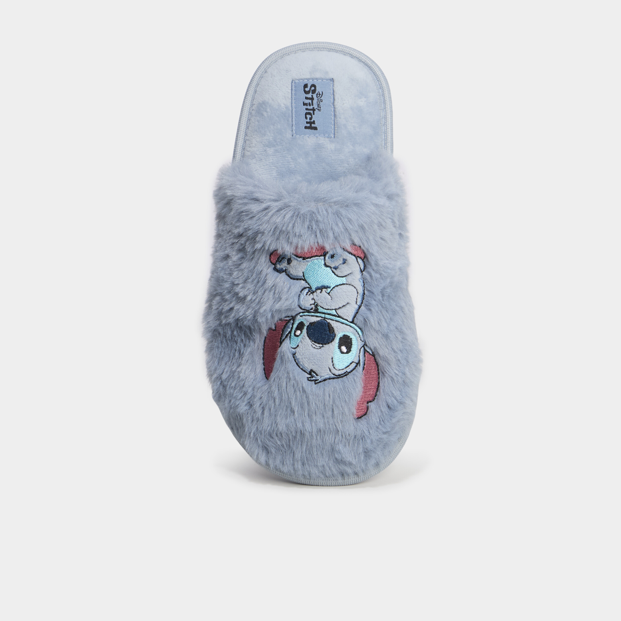 Chaussons mules fausse fourrure Stitch bleu femme