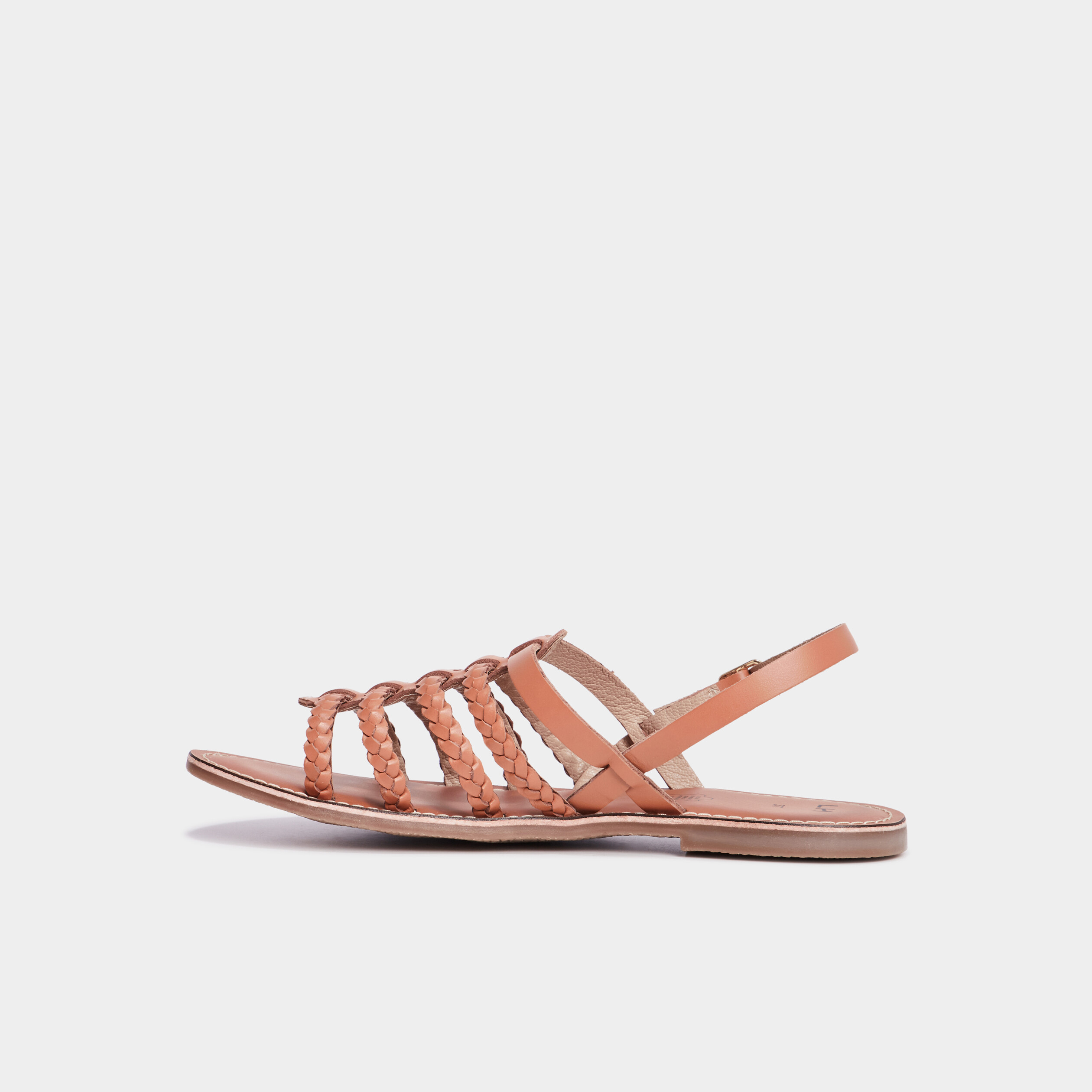 sandales brides tressees en cuir marron femme Sandales brides tressées en cuir marron femme