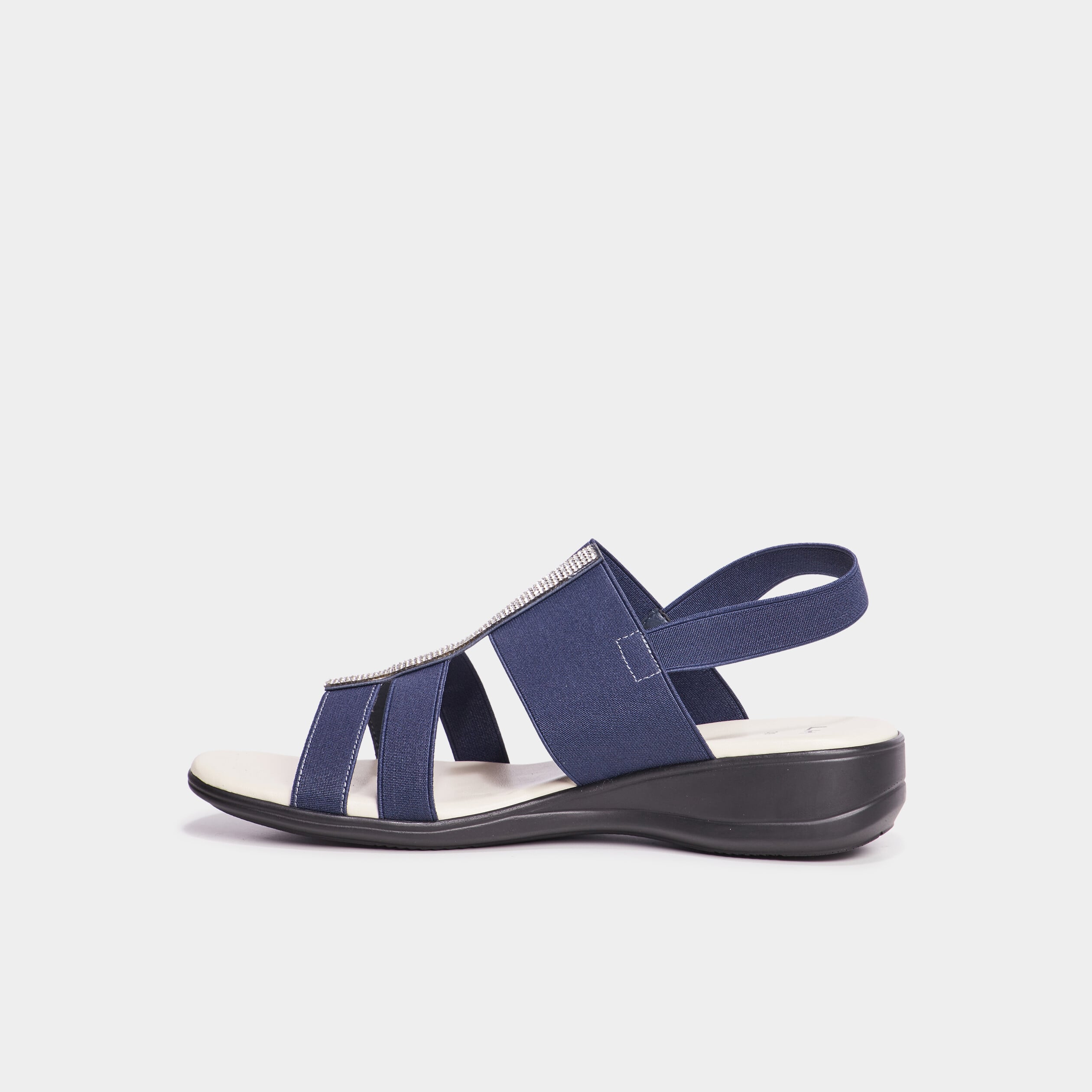 Sandales talons compens&eacute;s bleu marine femme