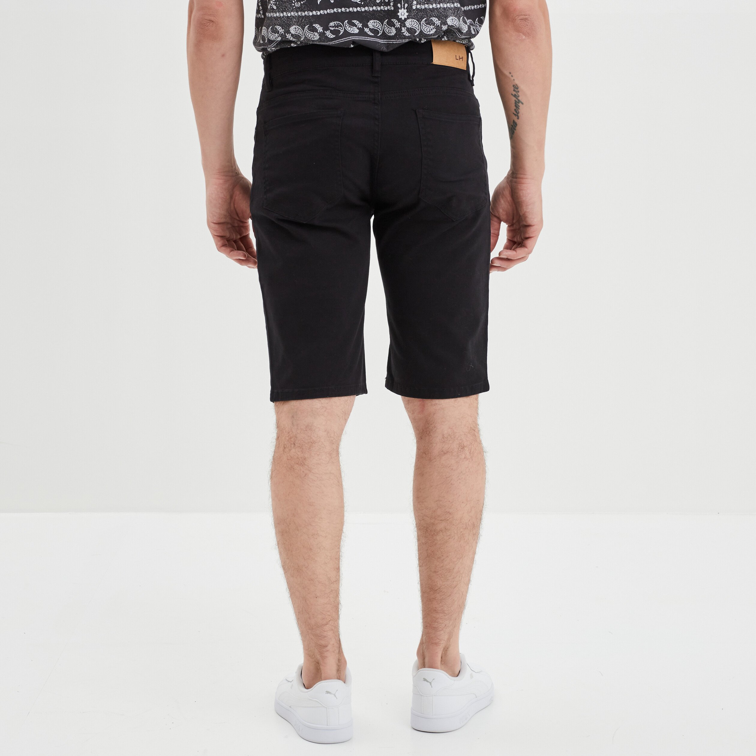 Bermuda droit stretch 5 poches coton noir homme