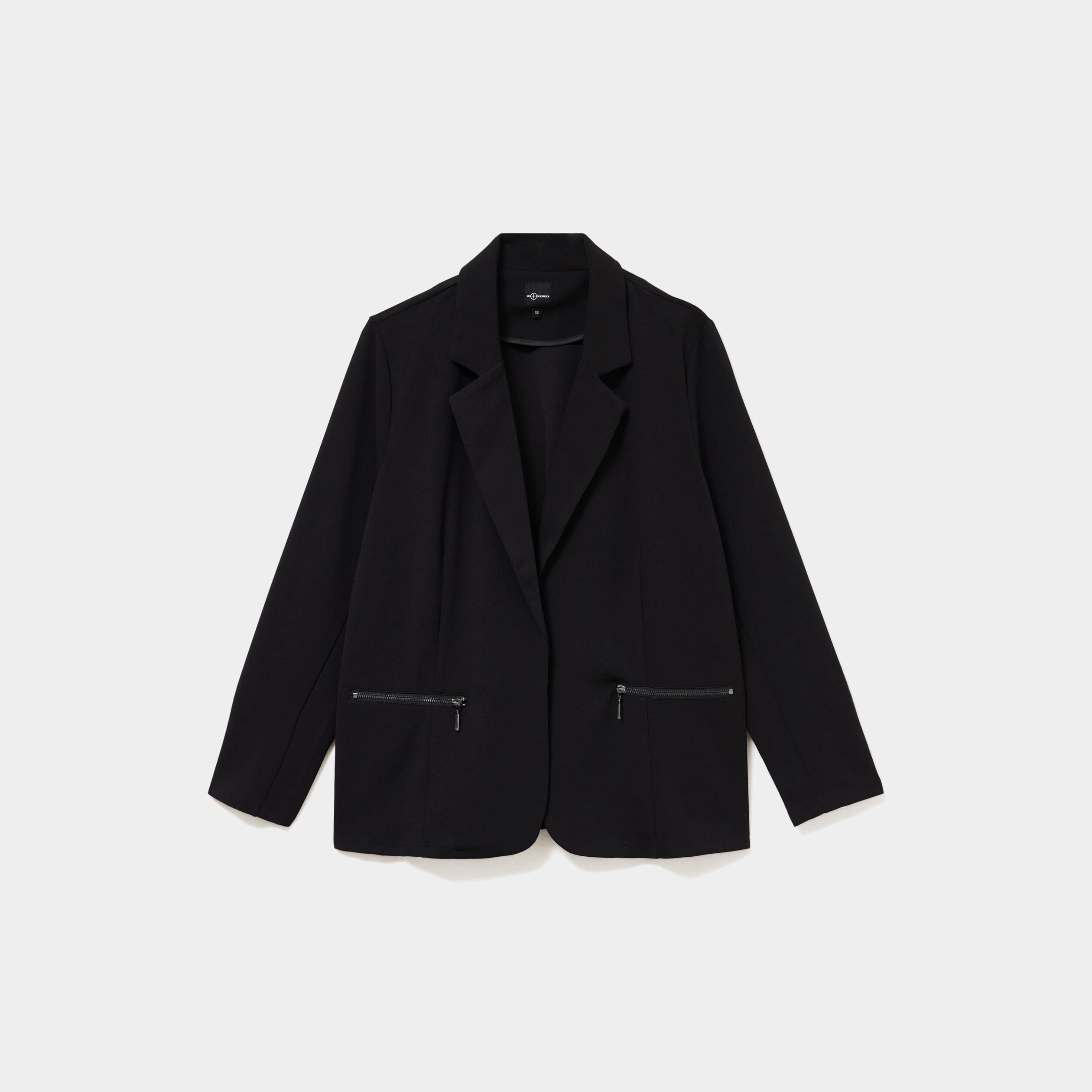 Blazer avec poches zipp&eacute;es noir femme grande taille