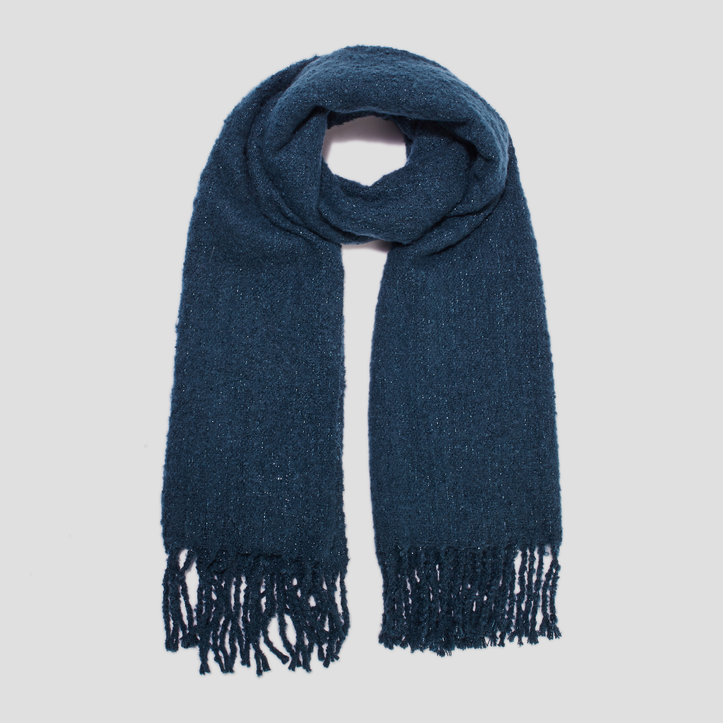 Écharpe avec franges bleu canard femme