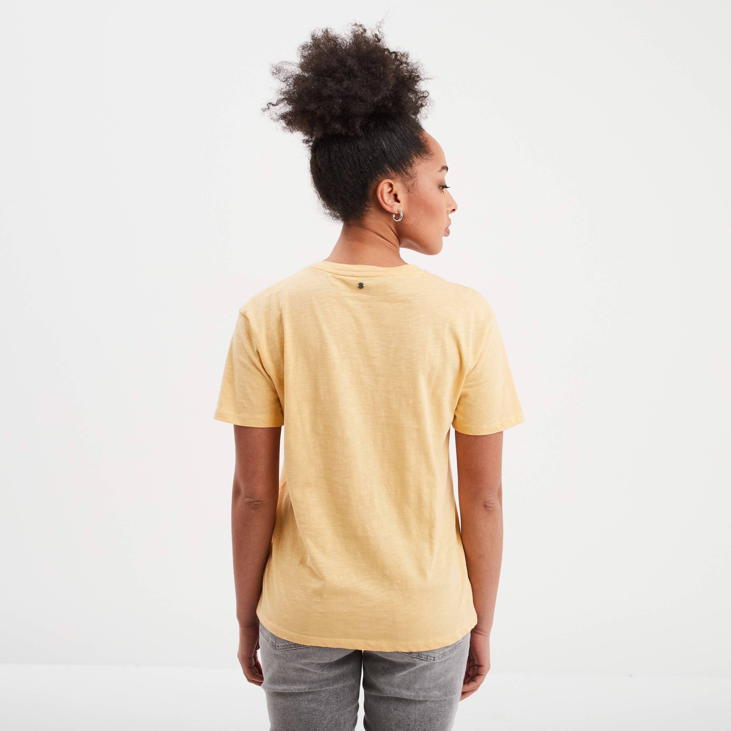 t shirt droit manches courtes col rond jaune clair femme T-shirt droit manches courtes col rond jaune clair femme