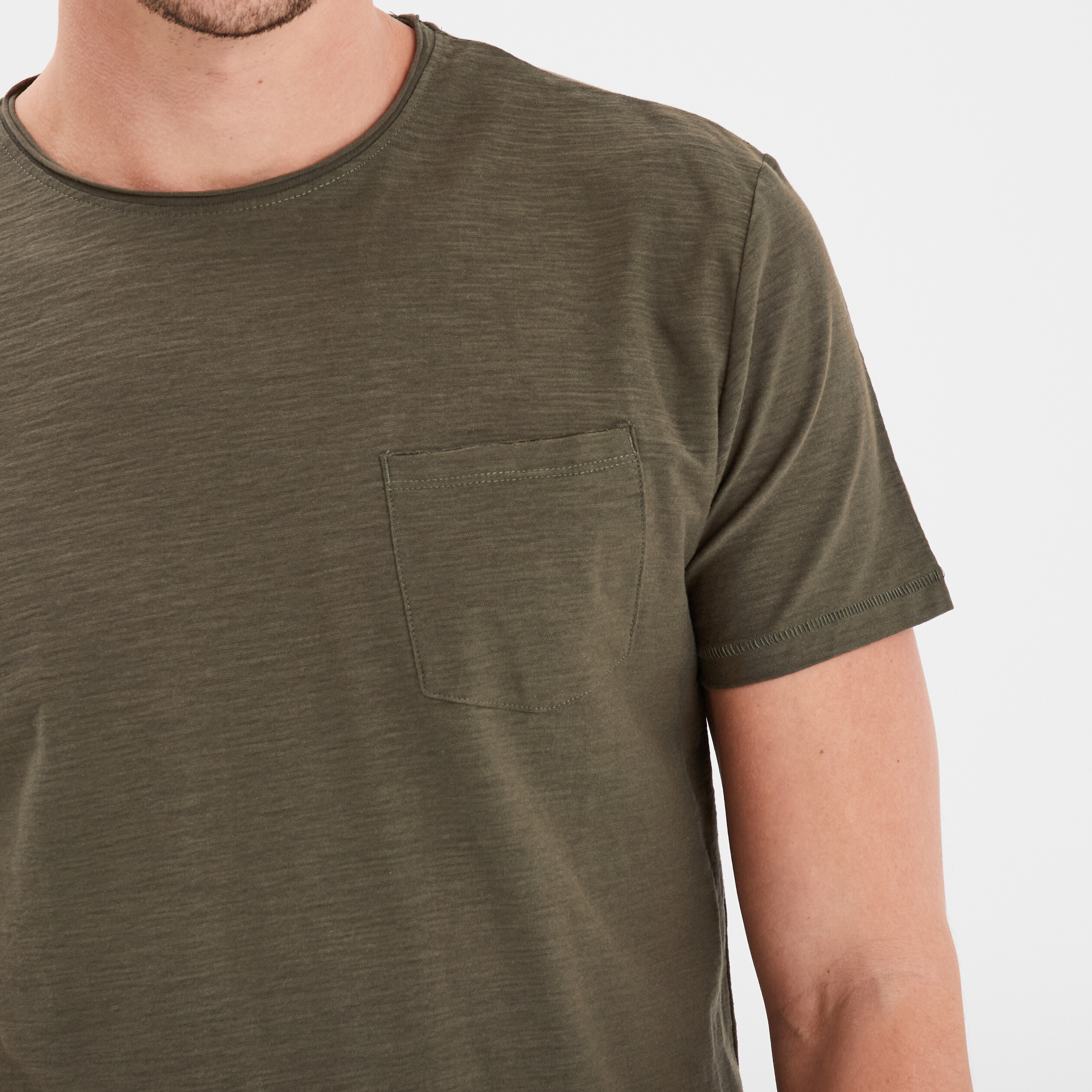 t shirt coton col rond 1 poche liberto vert kaki homme T-shirt coton col rond 1 poche Liberto vert kaki homme