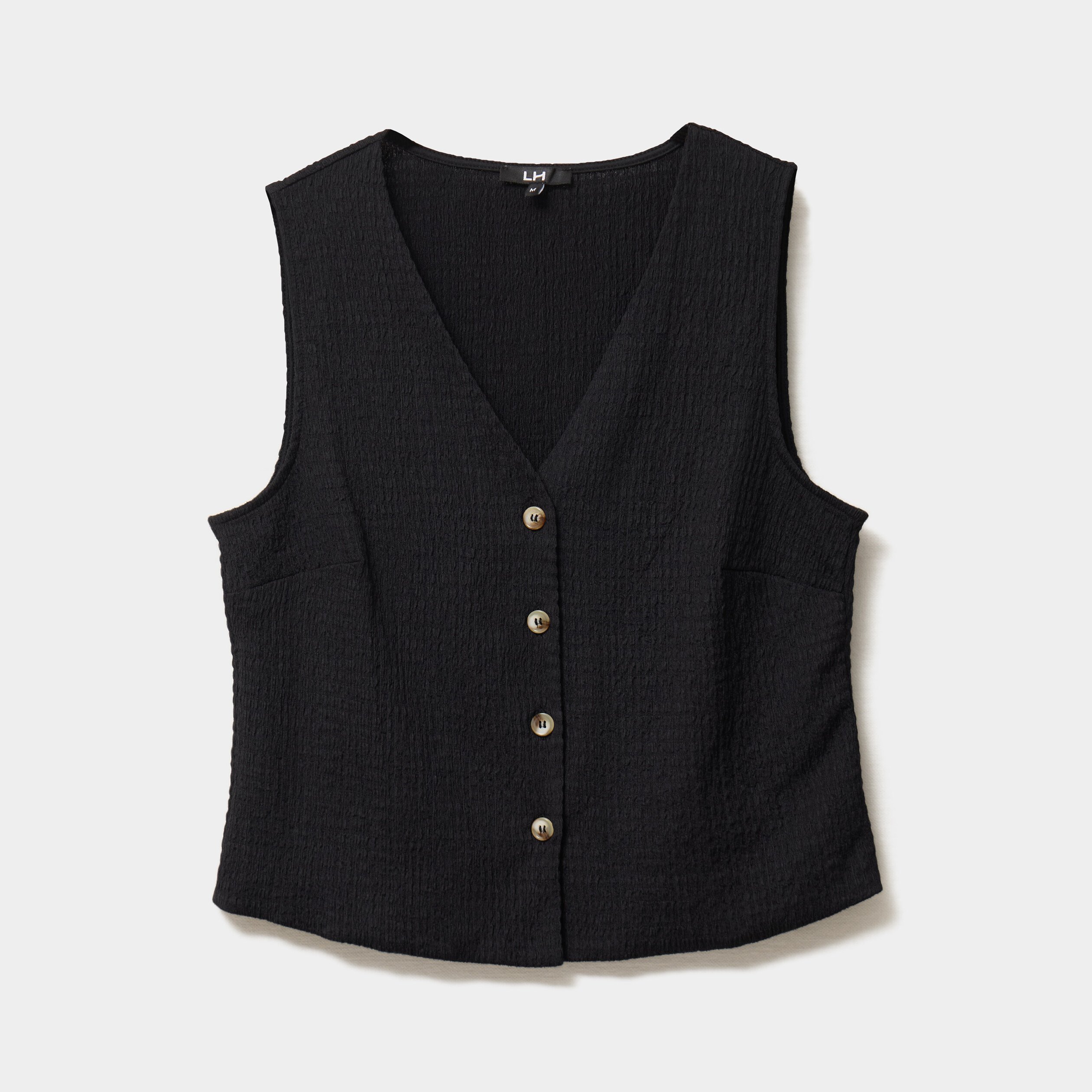 veston sans manches et col en v noir femme Veston sans manches et col en V noir femme