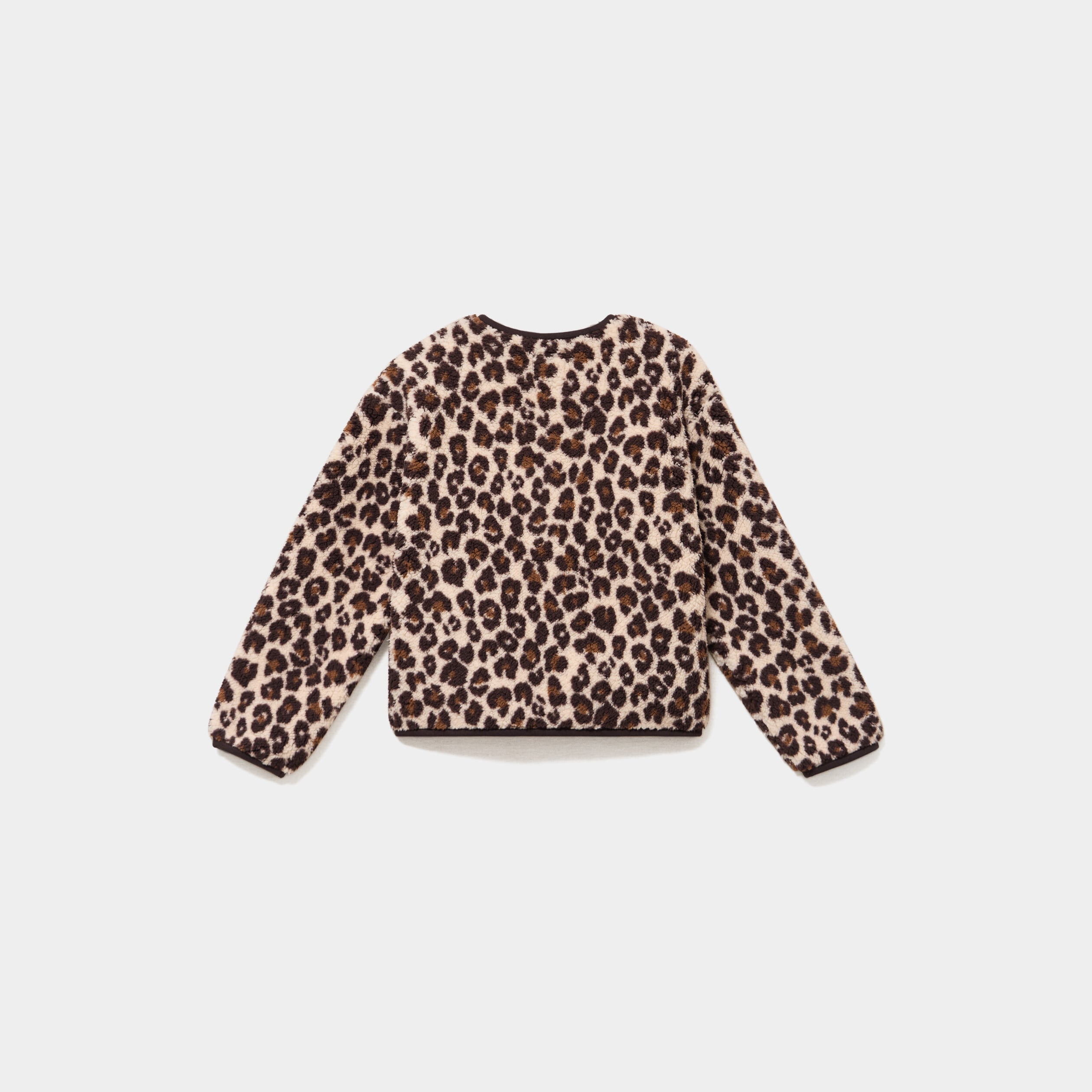 Veste sherpa boutonn&eacute;e col rond beige fille