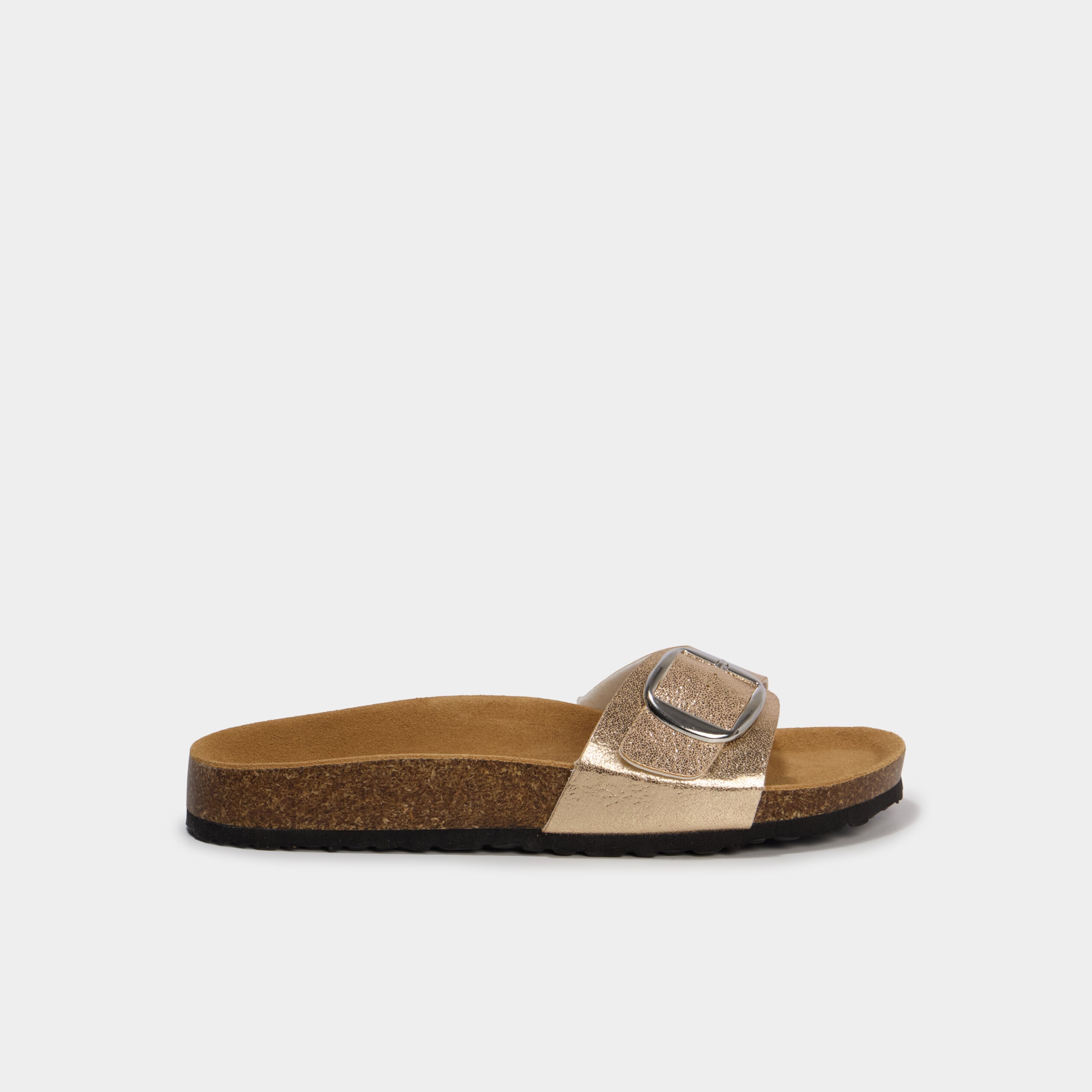 Mules avec boucles jaune or femme