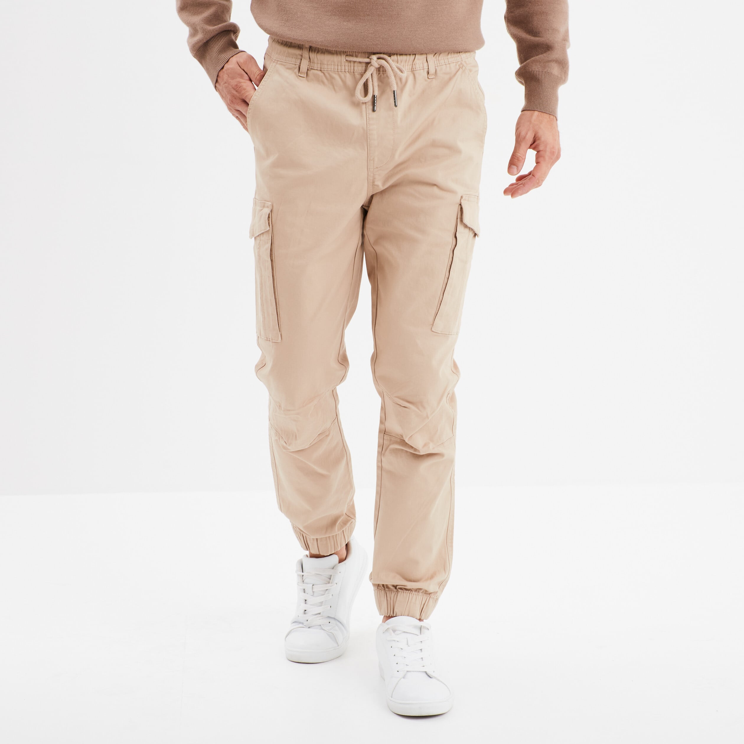 Pantalon cargo slim beige homme