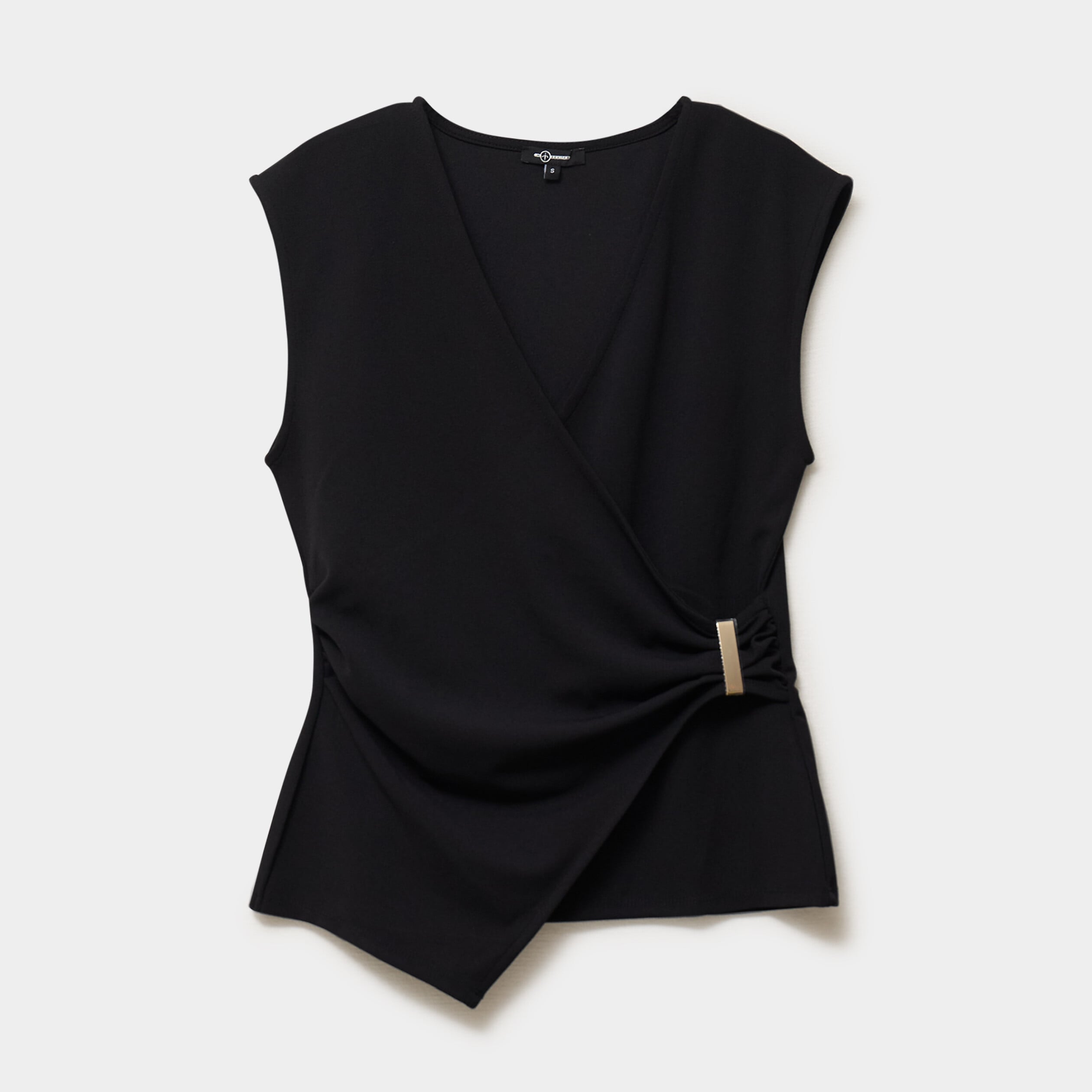 D&eacute;bardeur col cache-coeur noir femme