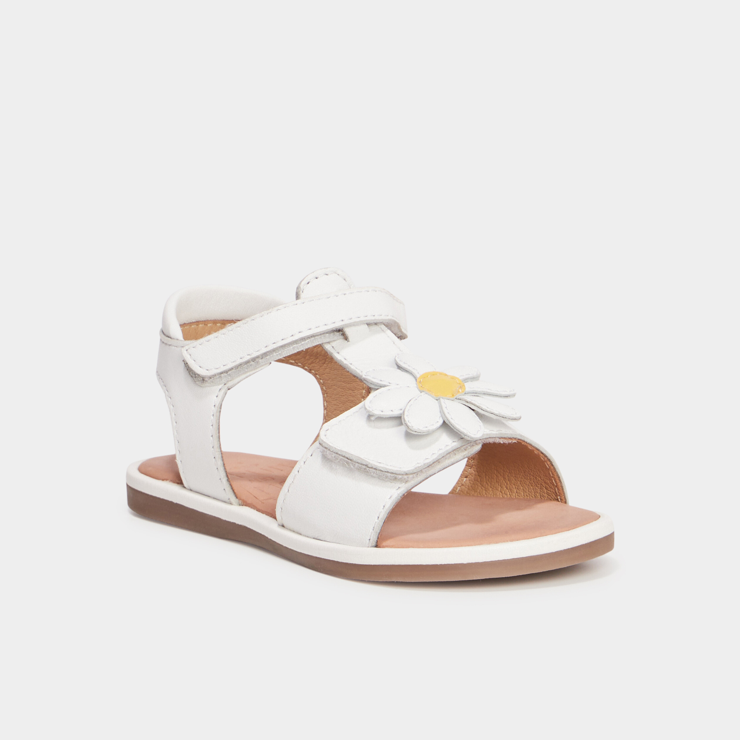Sandales En Cuir Blanc Festonnées Cyrillus - Taille 36 Neuves Avec Boîte - Pour Fille
