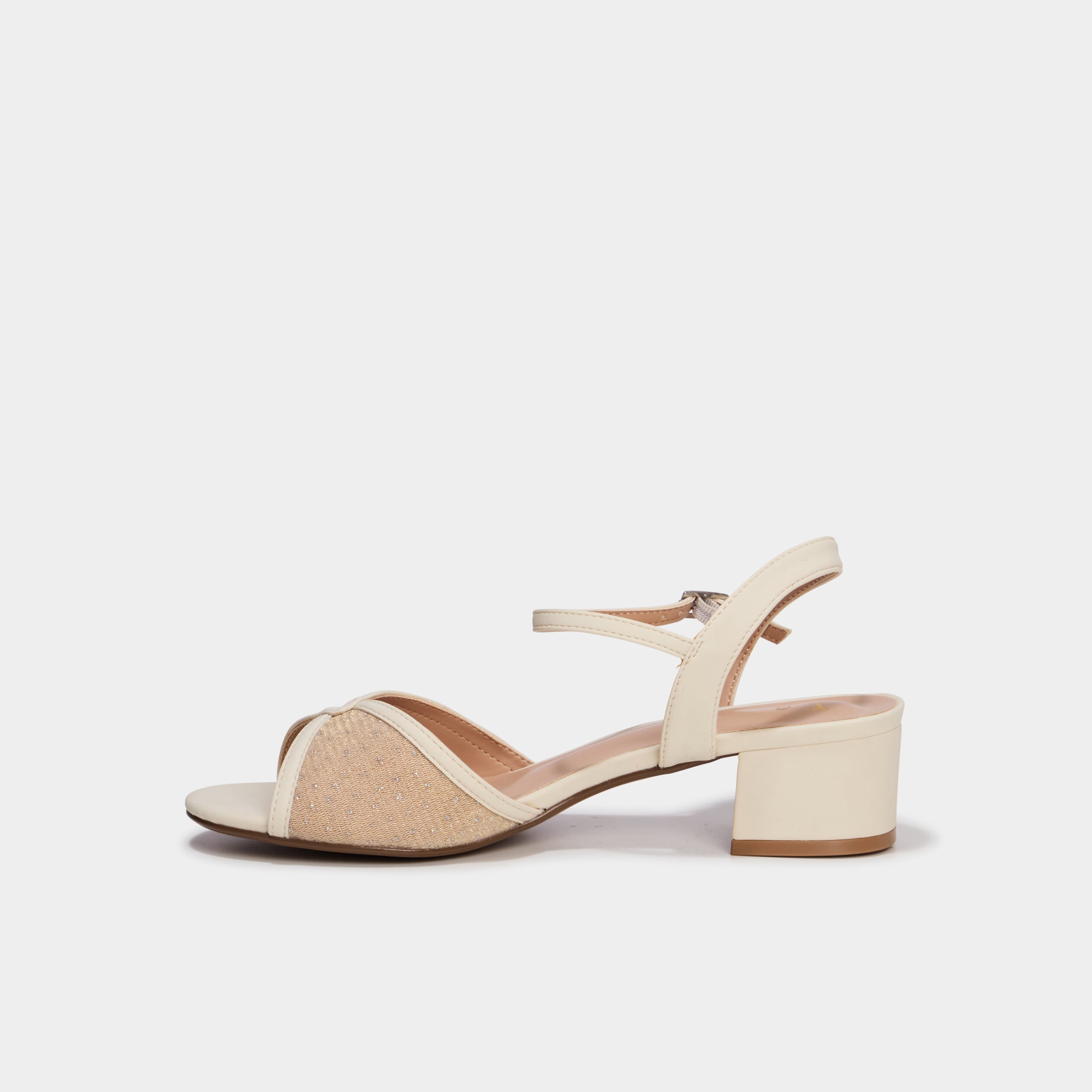 Sandales &agrave; talons 5 cm blanc femme