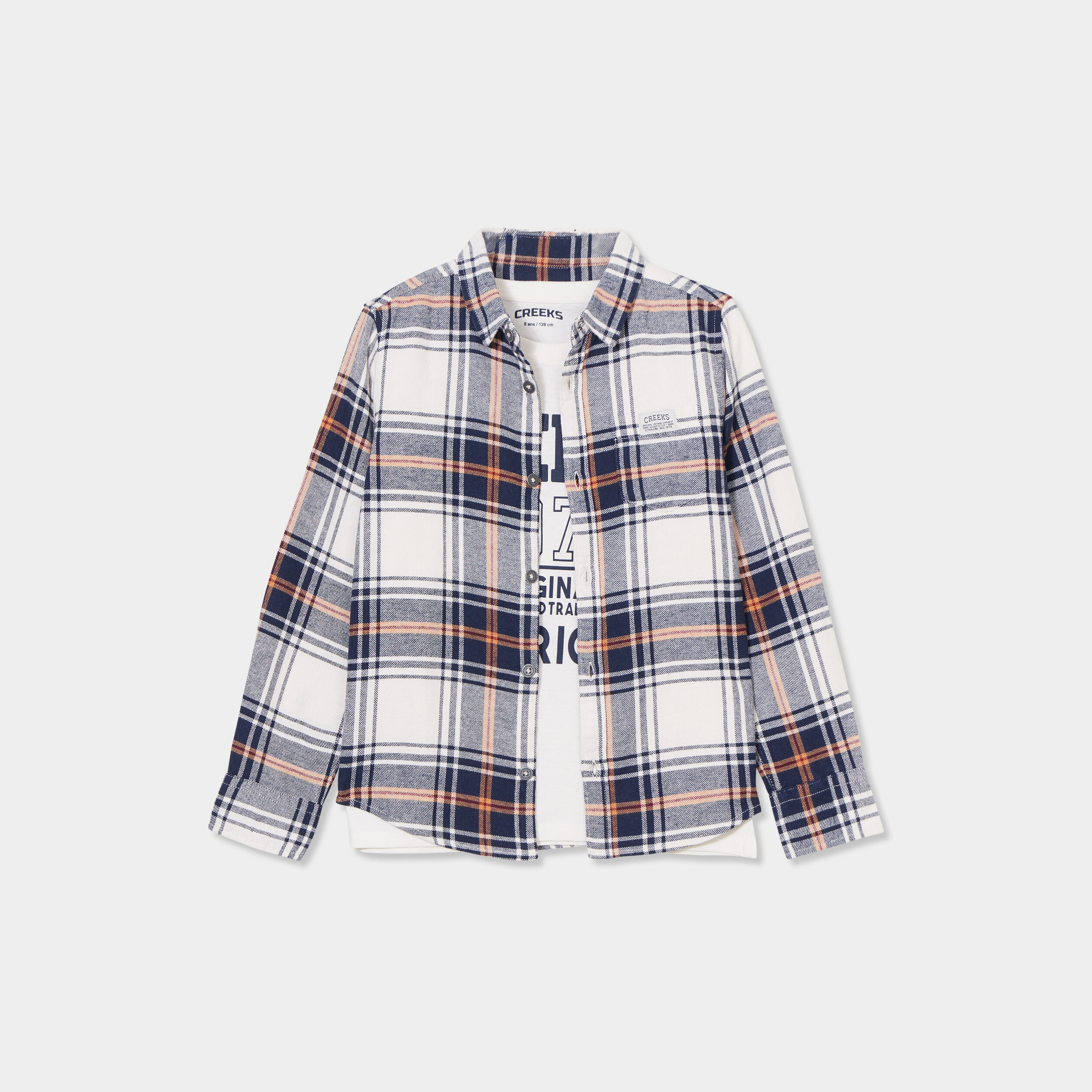 ensemble chemise et t shirt coton creeks ecru garcon Ensemble chemise et t-shirt coton Creeks ecru garçon