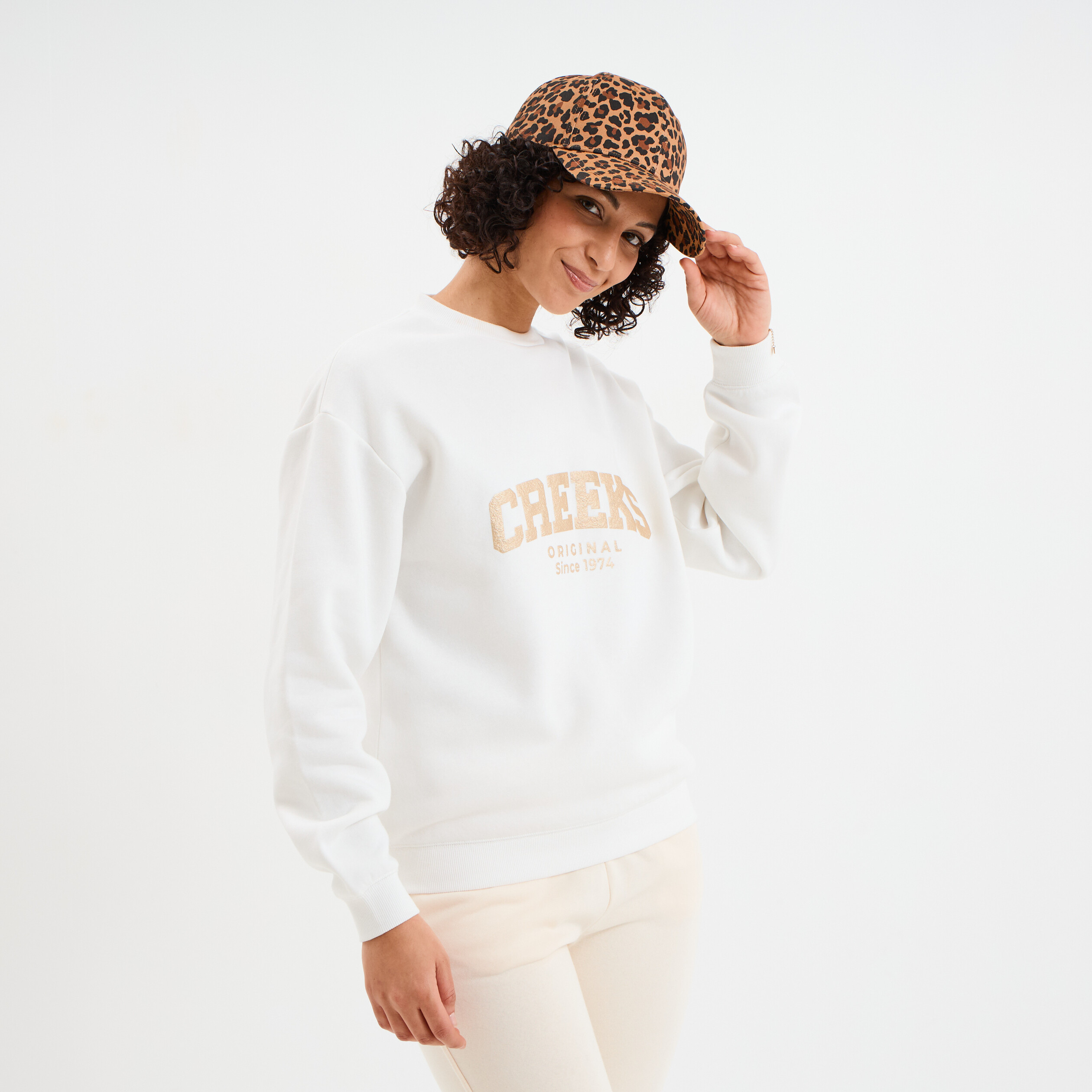 sweat col rond manches longues creeks blanc femme Sweat col rond manches longues Creeks blanc femme