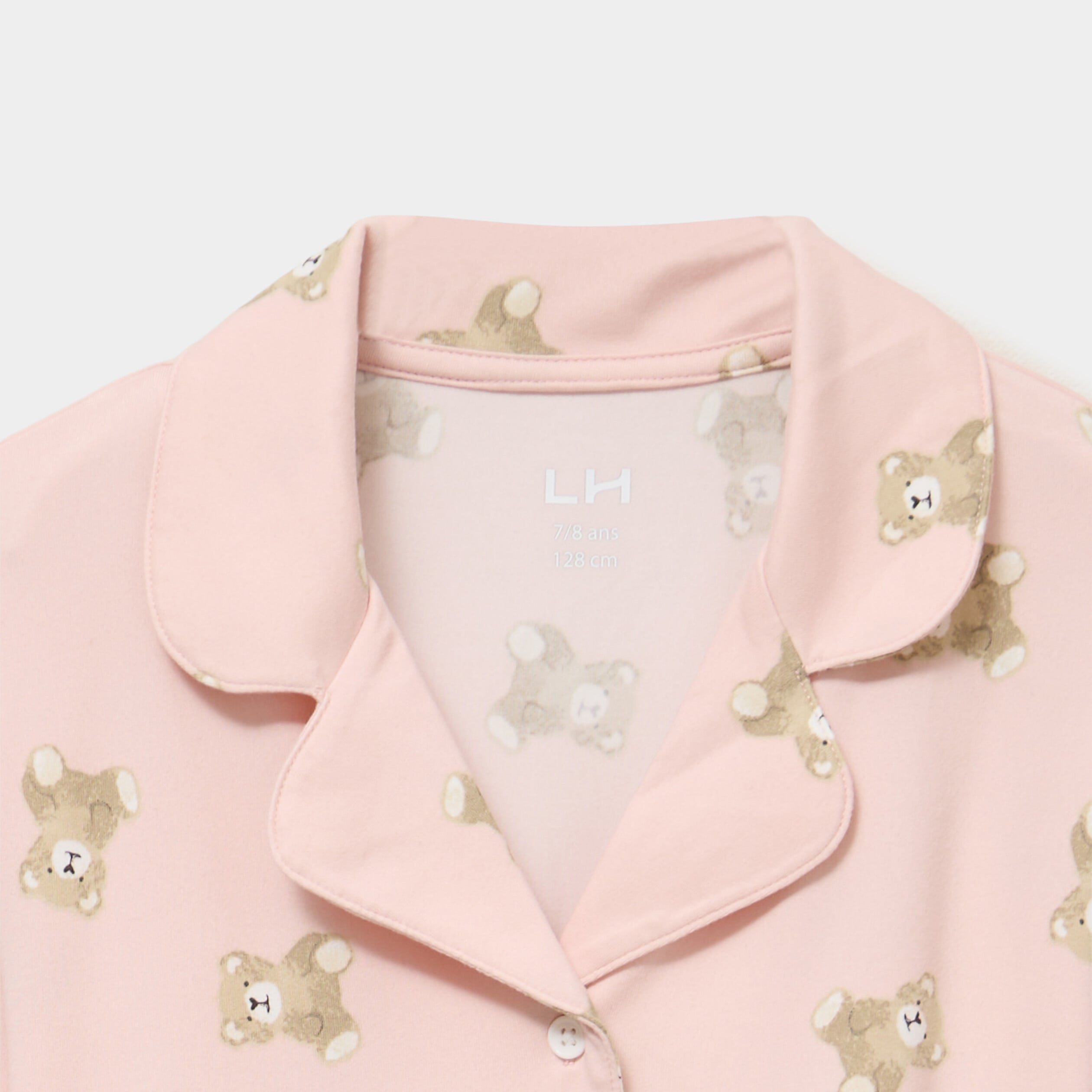 Ensemble pyjama chemise et pantalon vieux rose fille