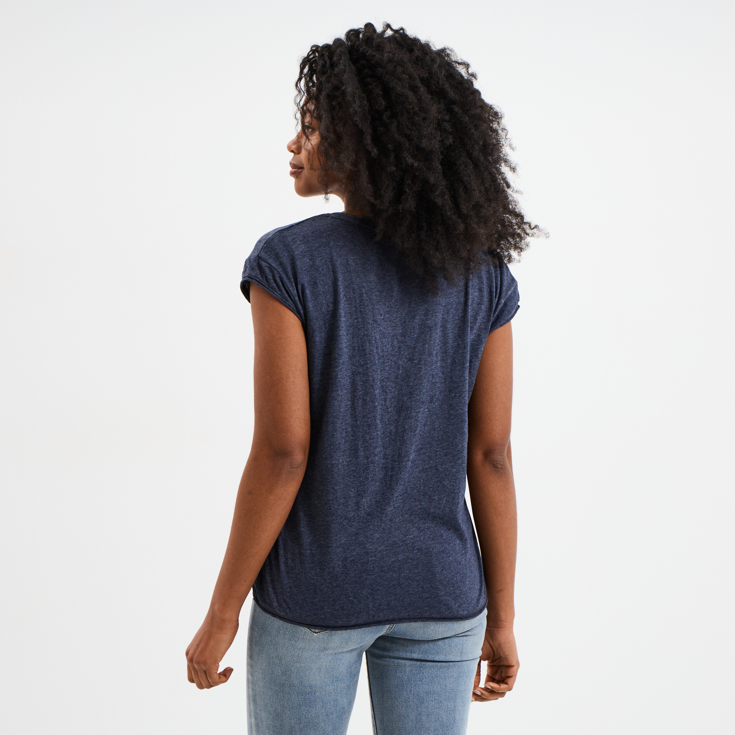 t shirt col v poche poitrine creeks bleu marine femme T-shirt col v poche poitrine Creeks bleu marine femme