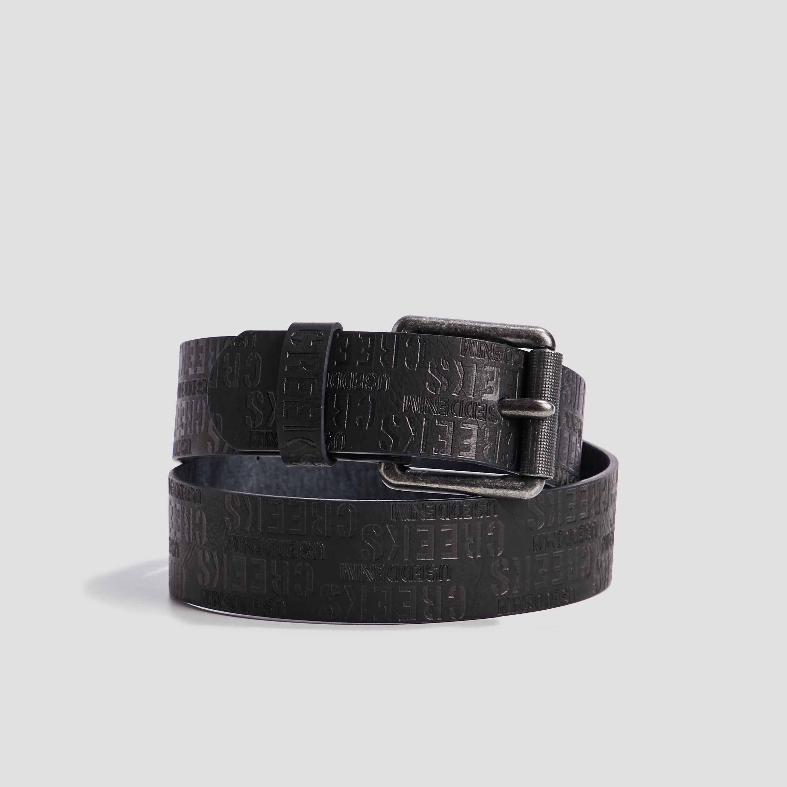 Ceinture emboss&eacute;e noir homme