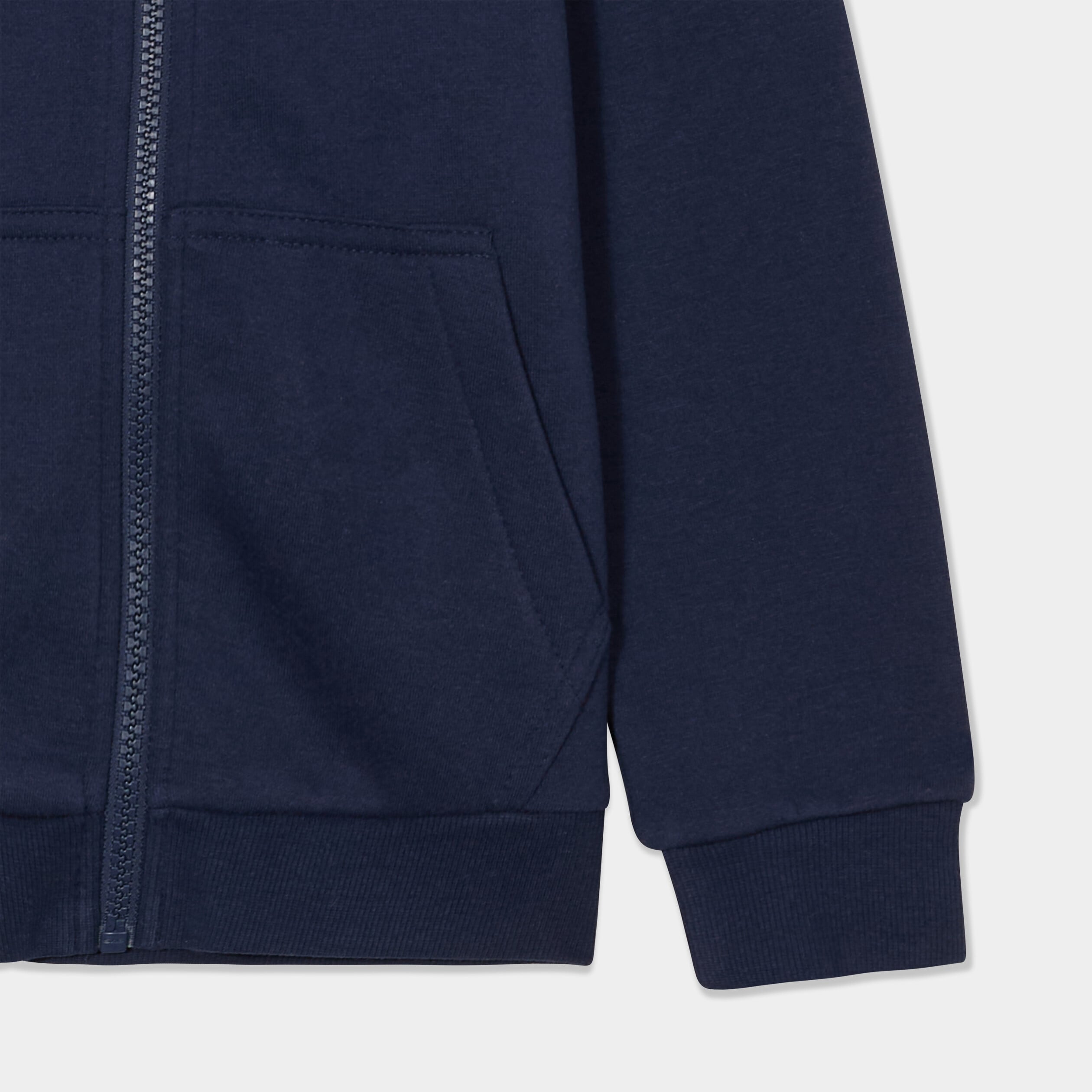 Sweat zipp&eacute; &agrave; capuche molleton bleu marine gar&ccedil;on