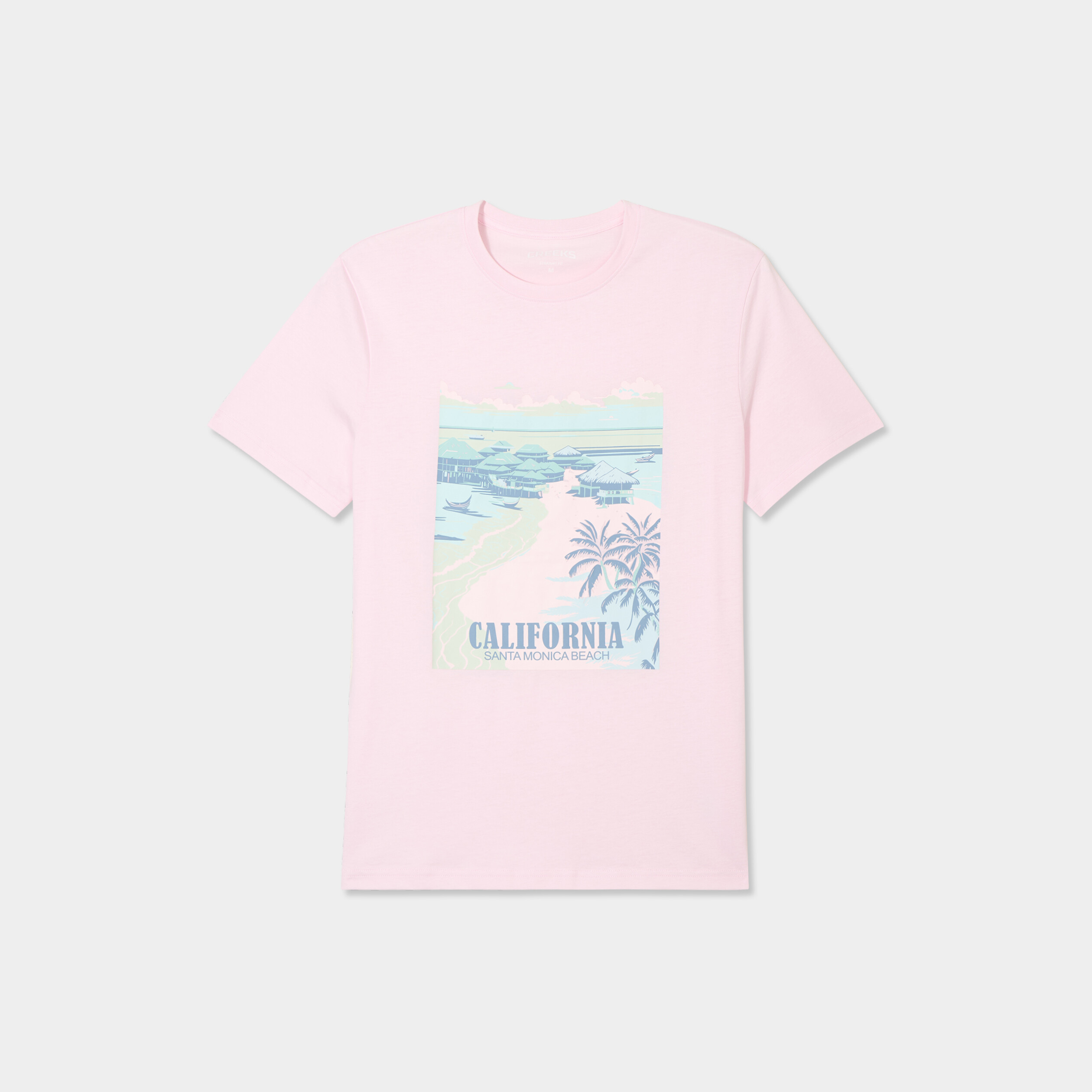 t shirt col rond manches courtes coton rose clair homme T-shirt col rond manches courtes coton rose clair homme