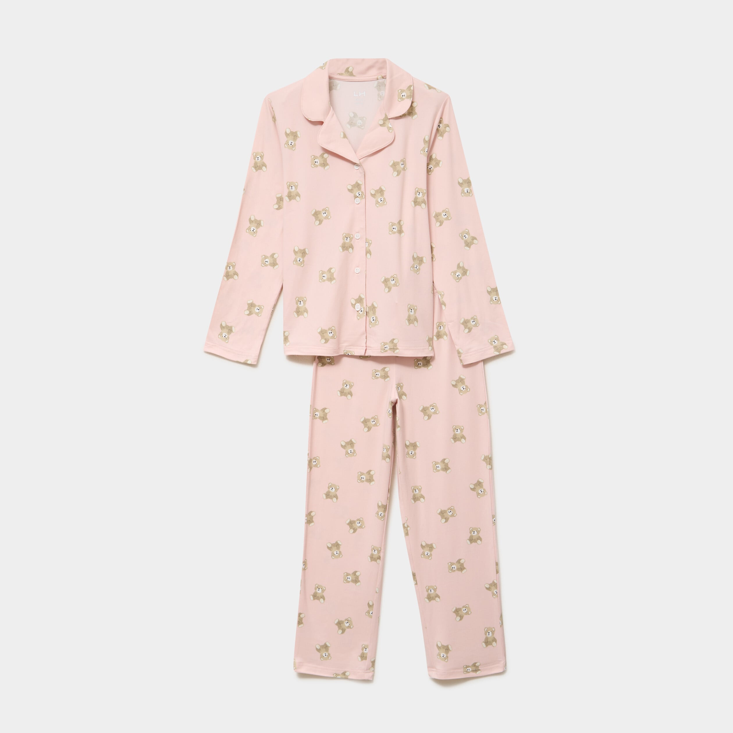 Ensemble pyjama chemise et pantalon vieux rose fille