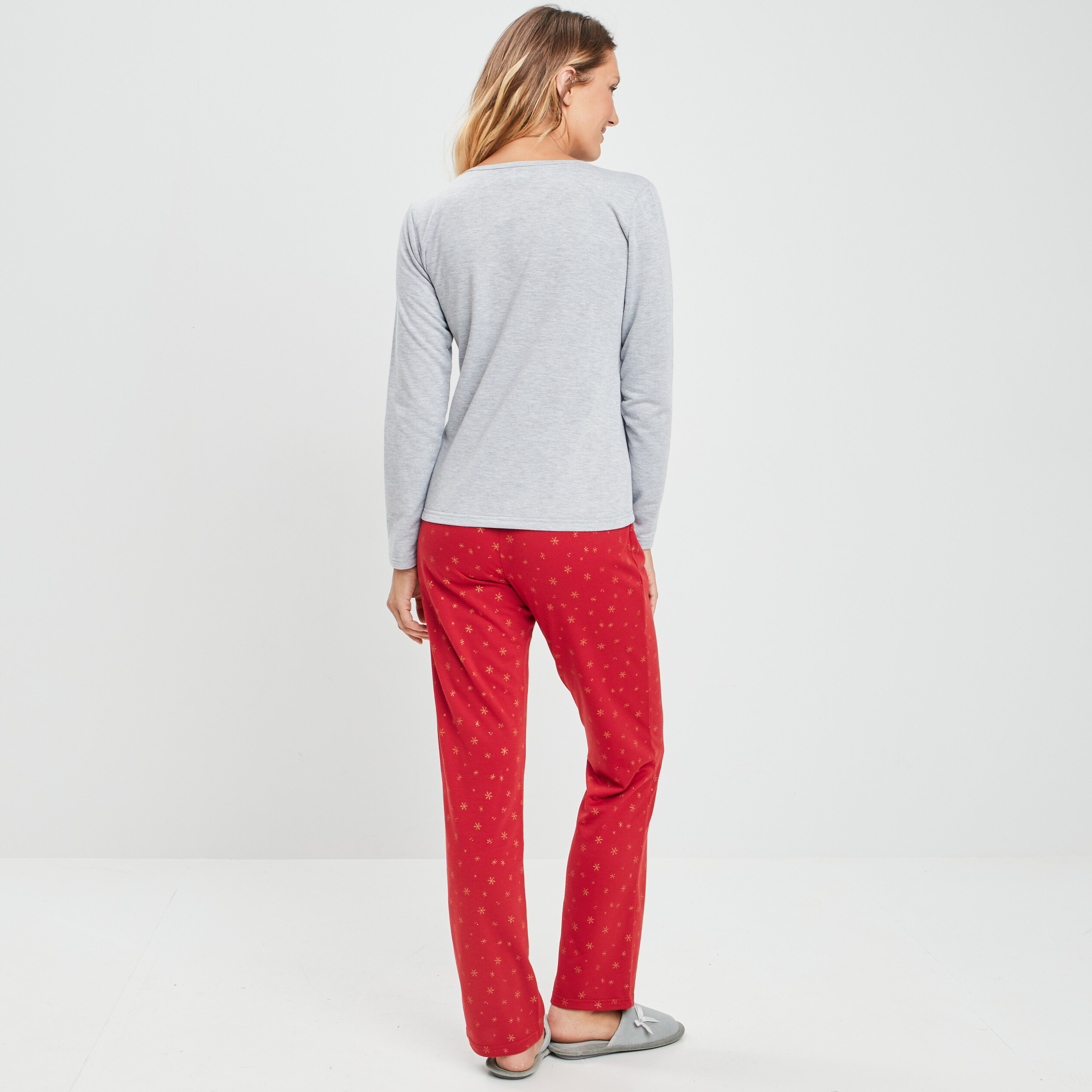 Ensemble pyjama 2 pièces gris clair femme