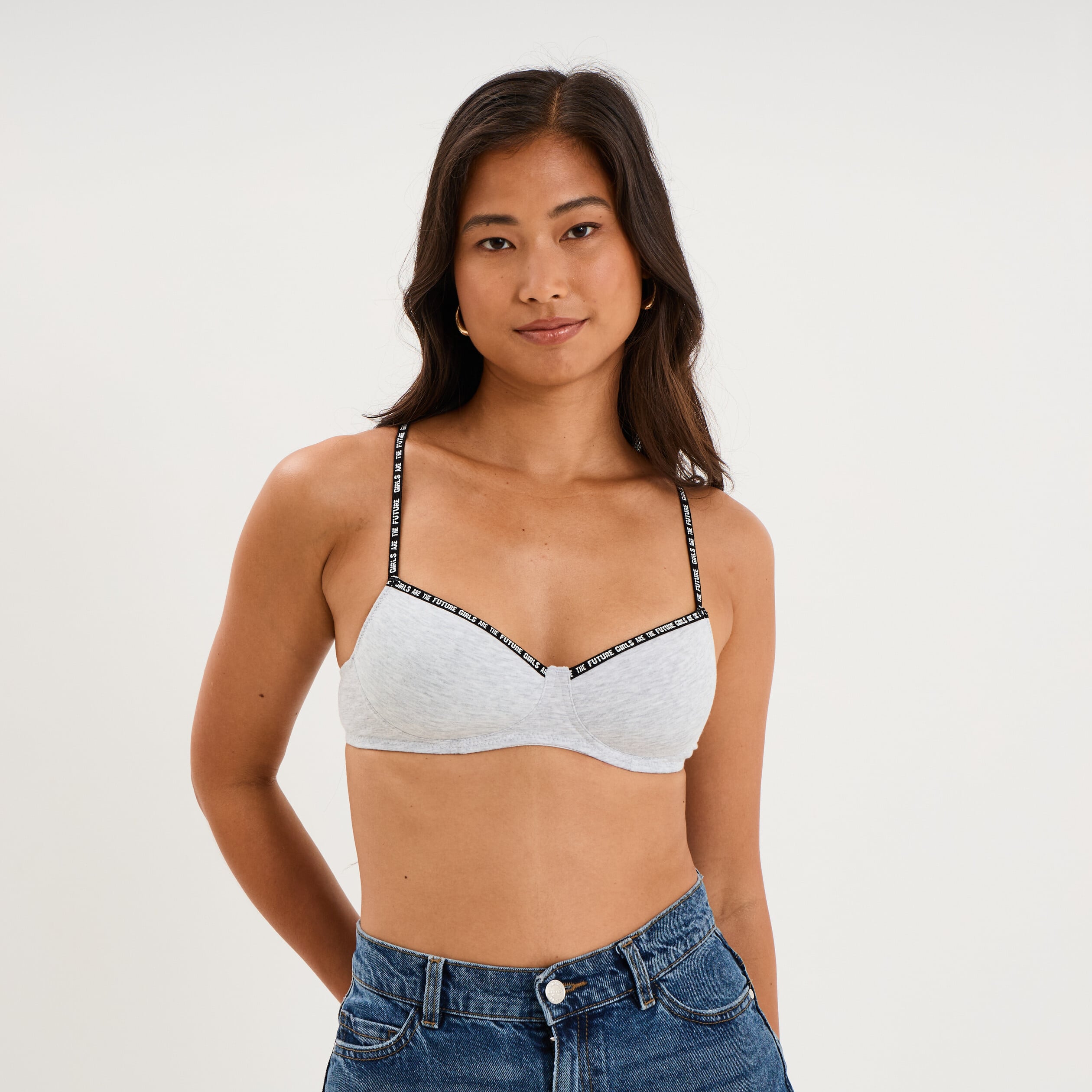 Soutien-gorge triangle padd&eacute; gris femme