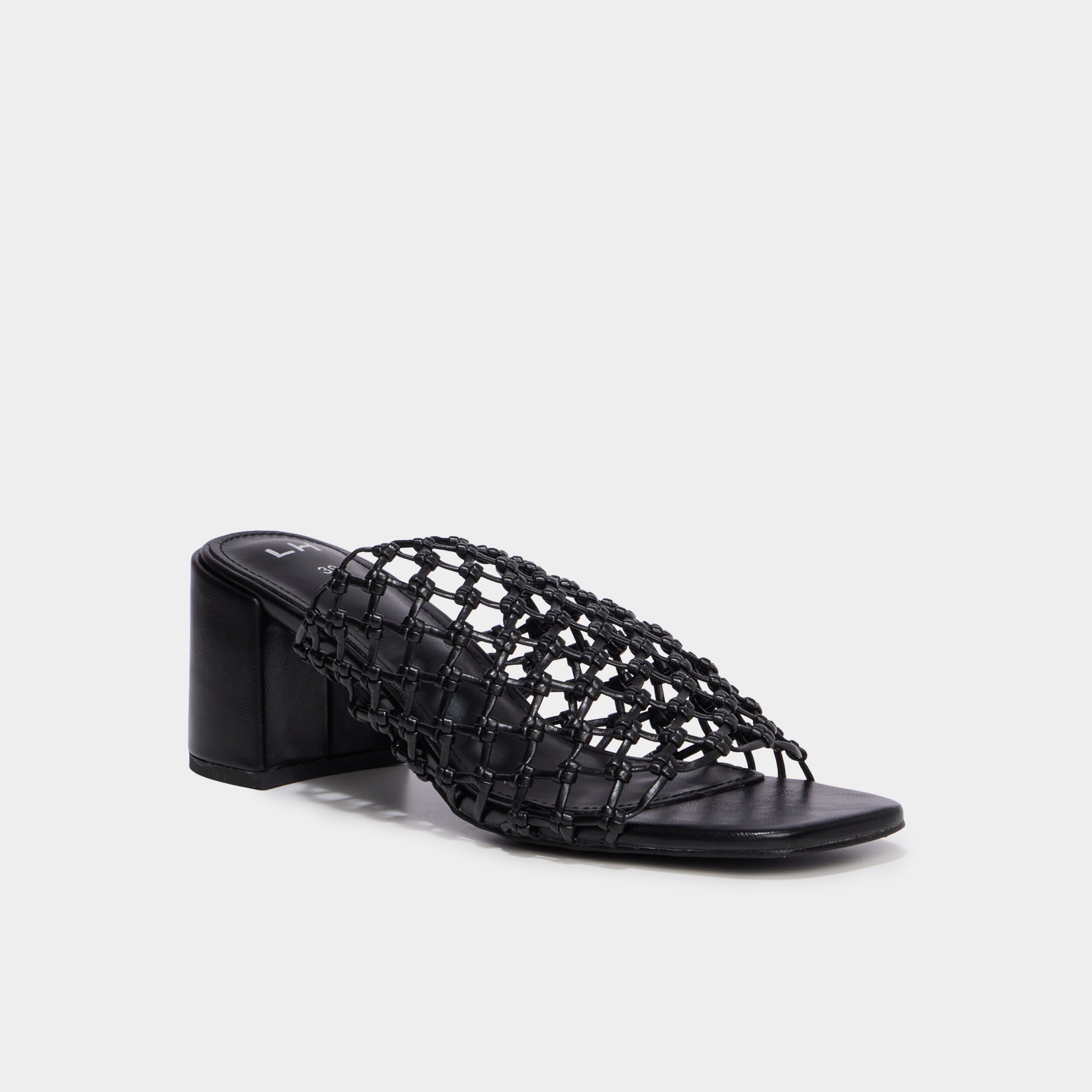 Mules &agrave; talons dessus tress&eacute; noir femme