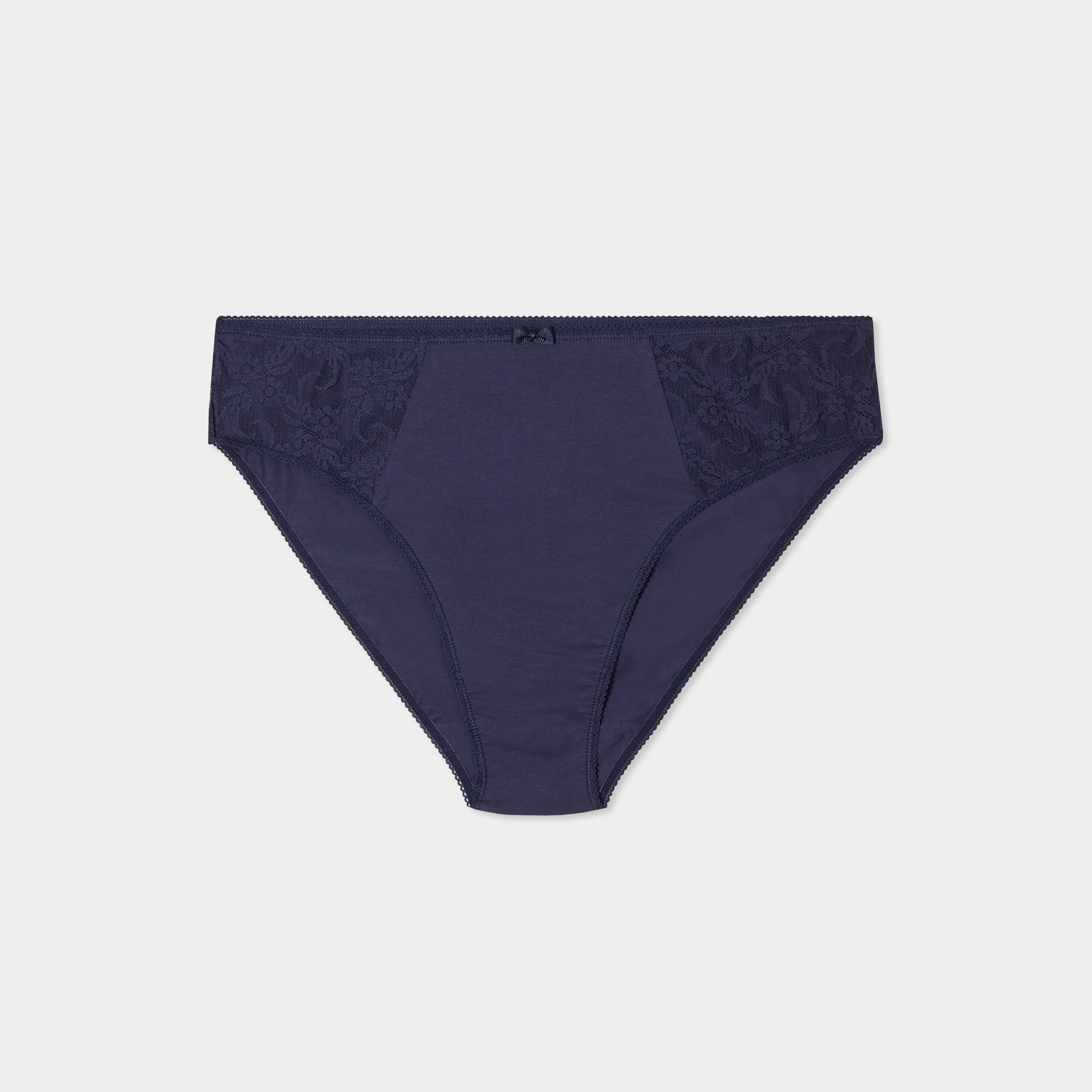 Culotte empiècements dentelle bleu marine femme grande taille