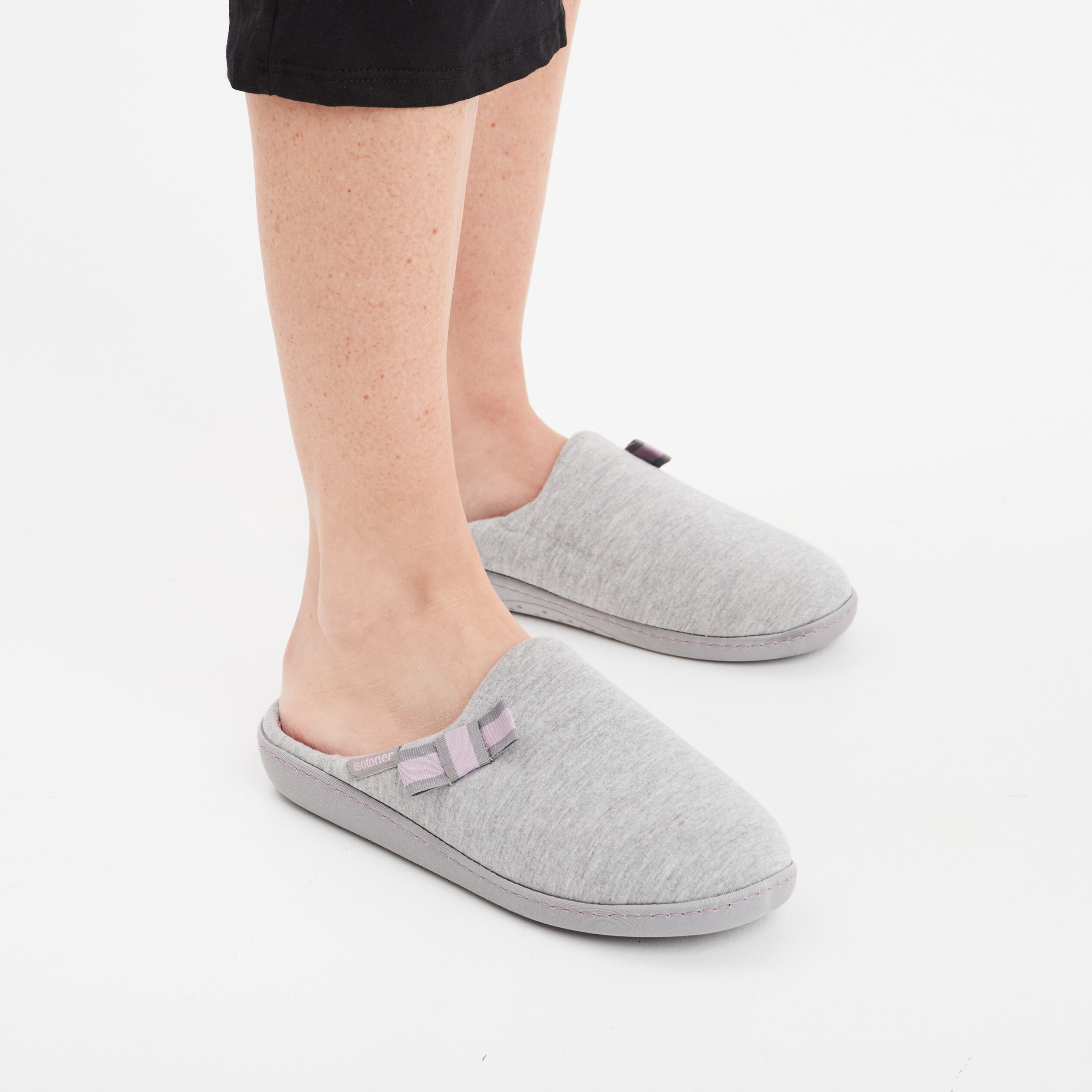 Chaussons mules Isotoner gris femme