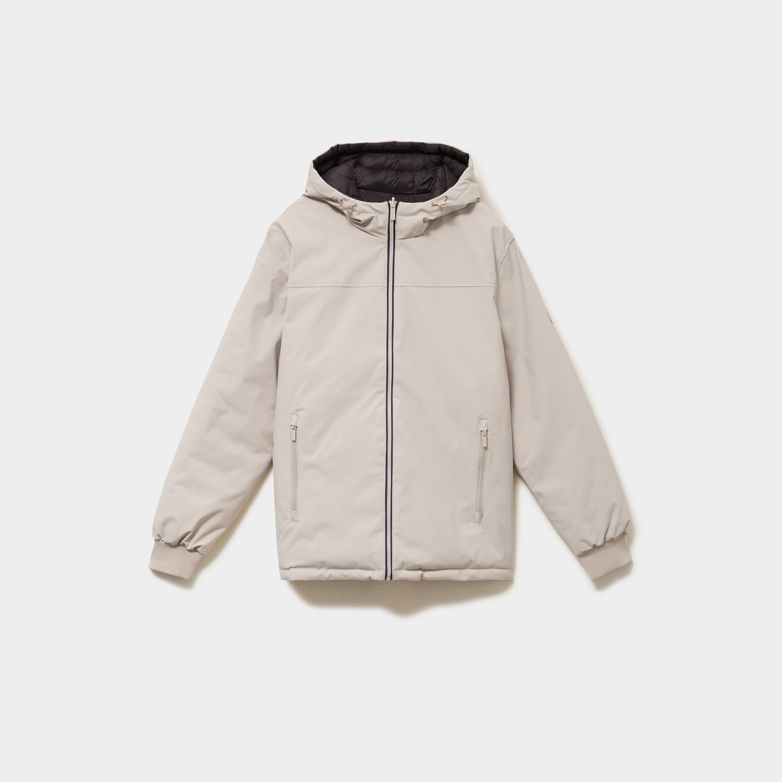 Blouson r&eacute;versible &agrave; capuche zipp&eacute; beige homme