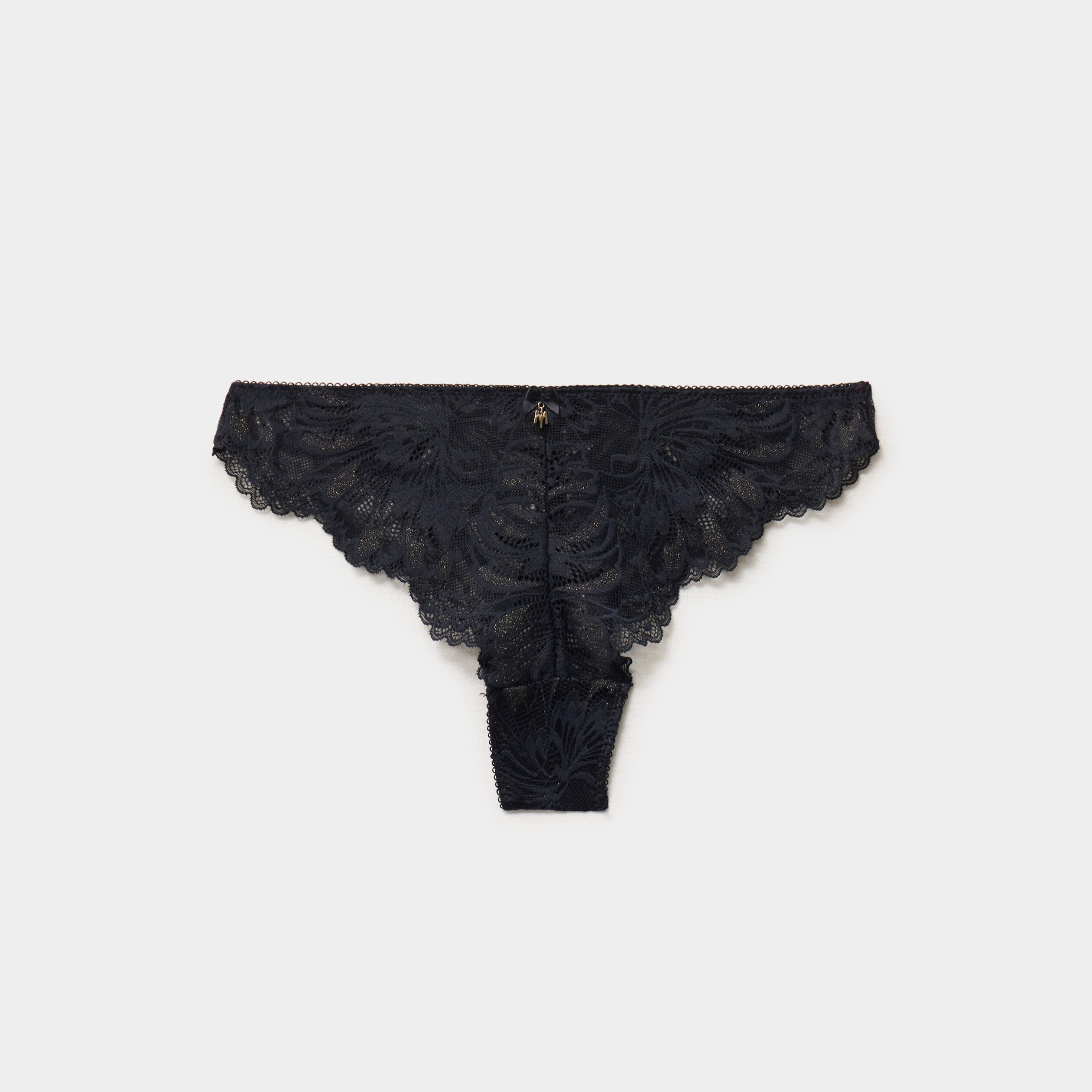 Tanga en dentelle noir femme