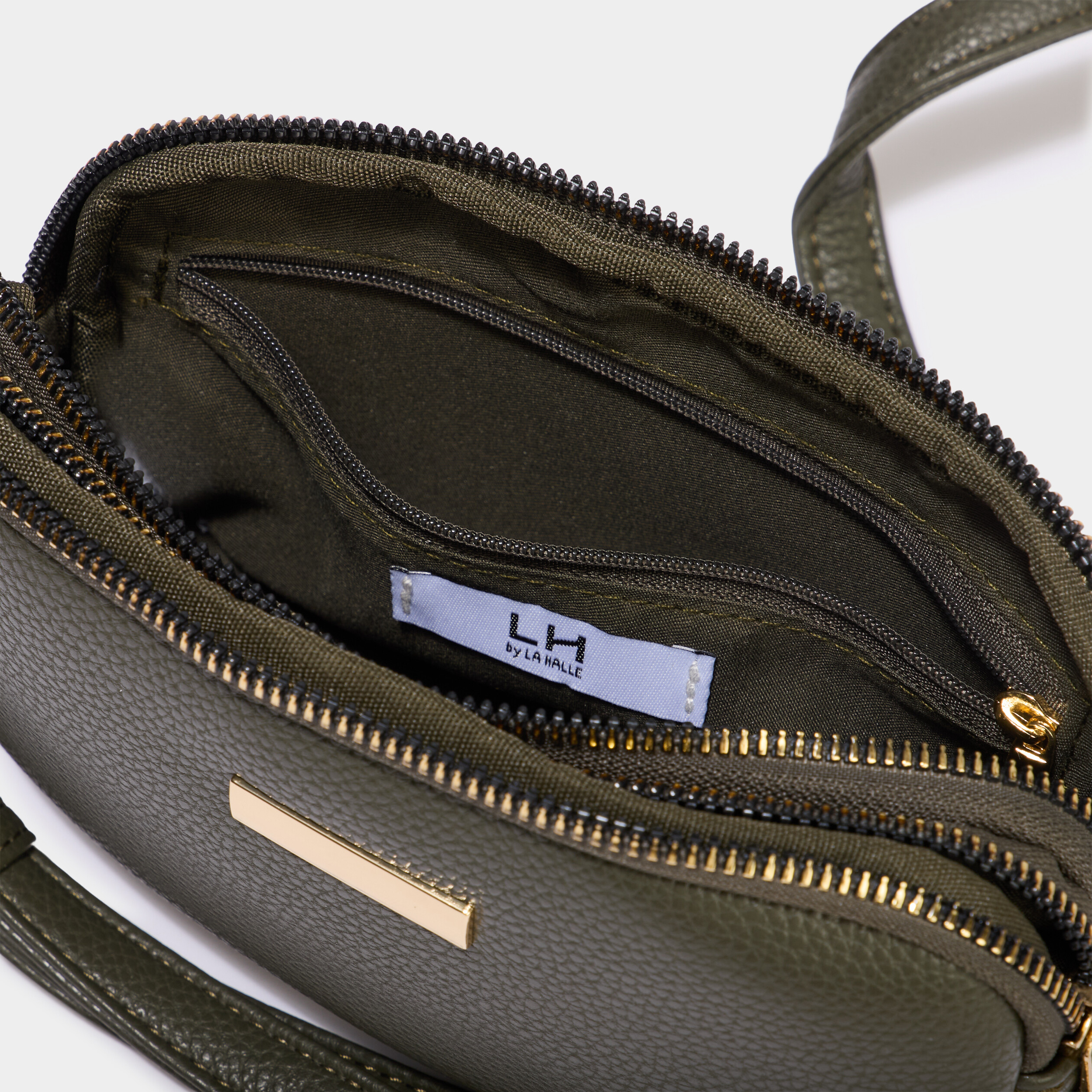 Sac bandouli&egrave;re 2 compartiments vert kaki femme